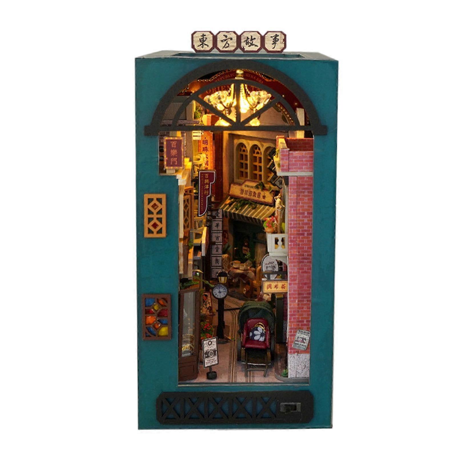 Miniature House Kit with LED Light, Diorama Kits for Adults, Bookshelf Insert