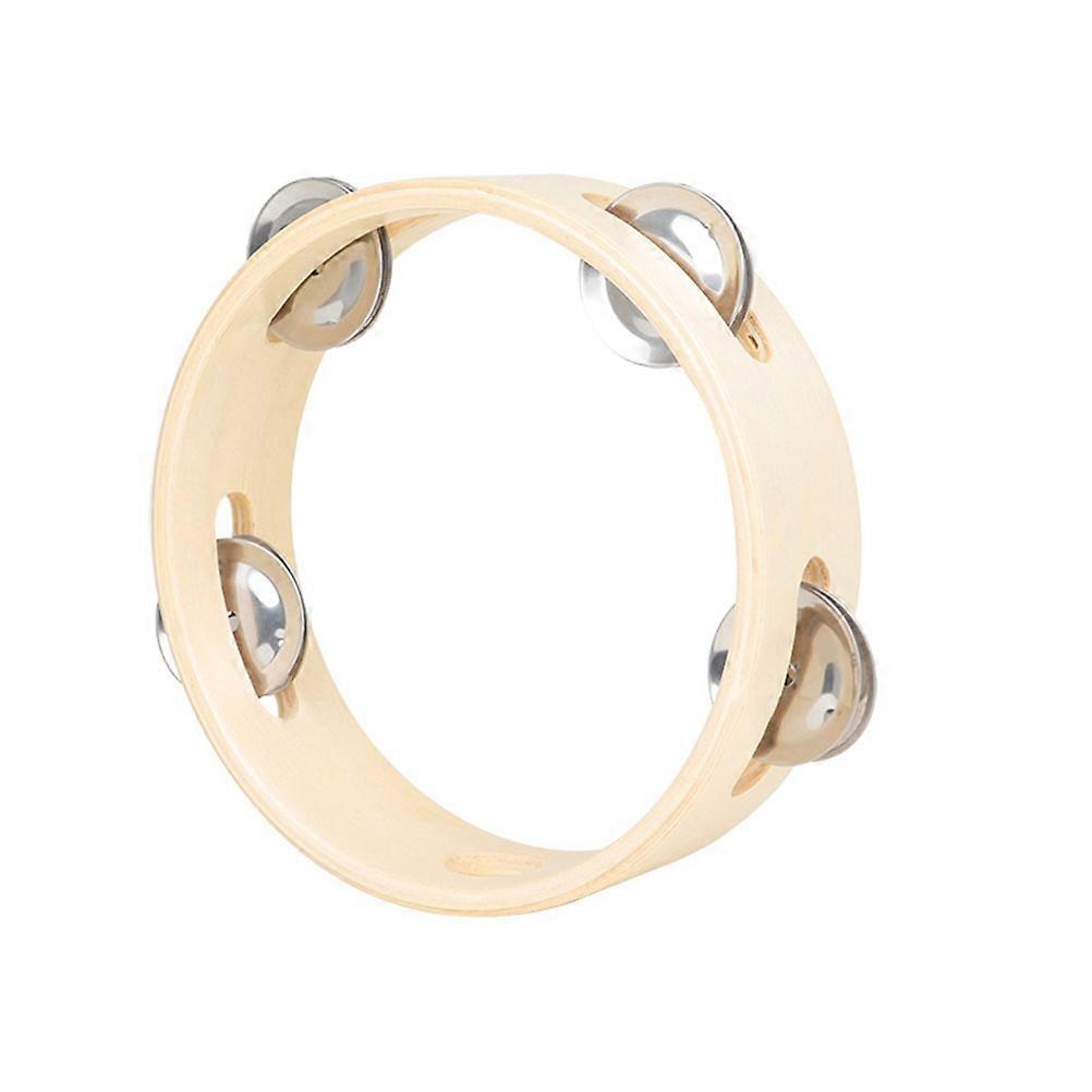 Wooden Handheld Tambourine with Jingle Bells – Wood Construction for Dance, Music Education, and Bright Sound Performance