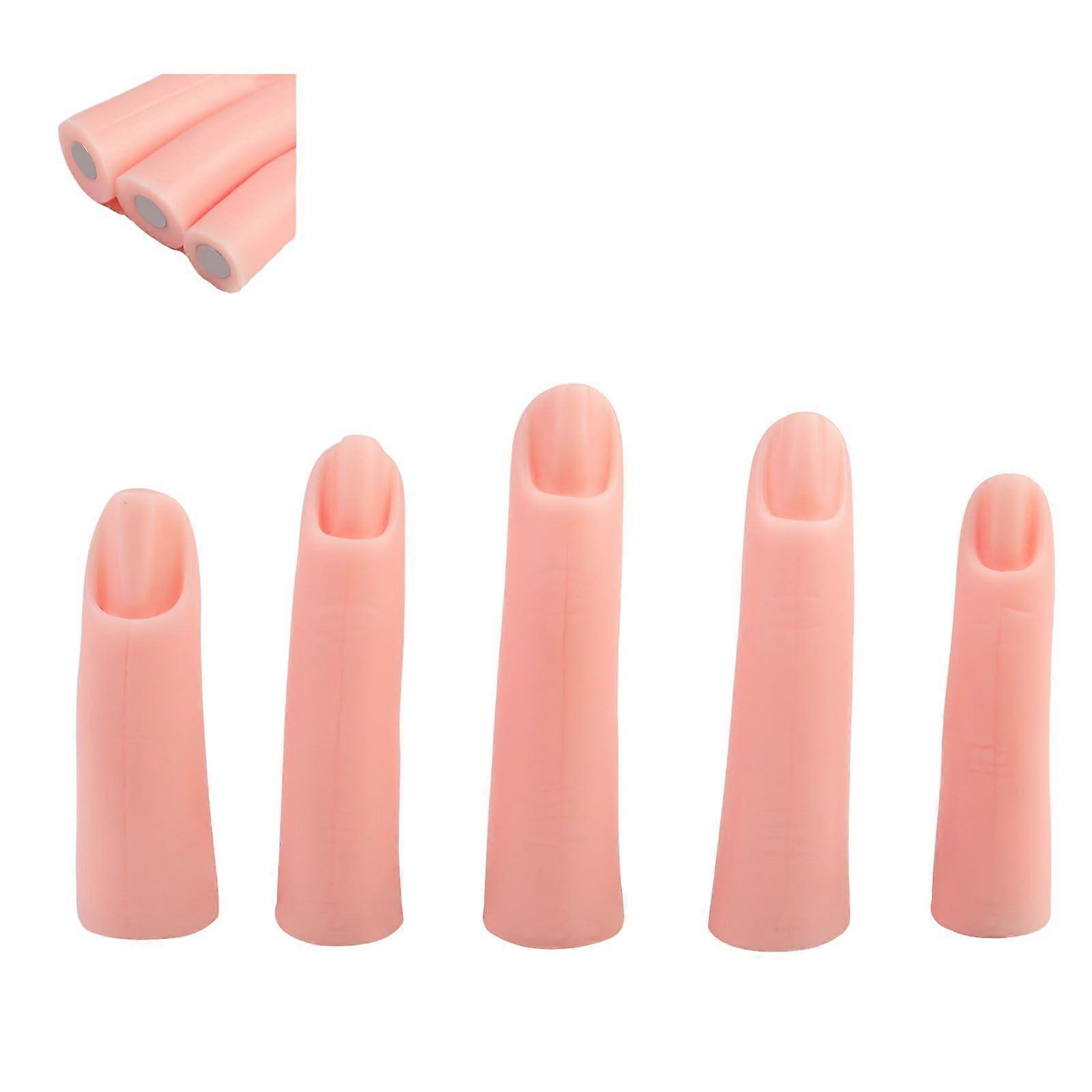 Silicone False Finger Practice Manicure False Finger Nails Art Practice Finger Model Finger for Nail Technicians