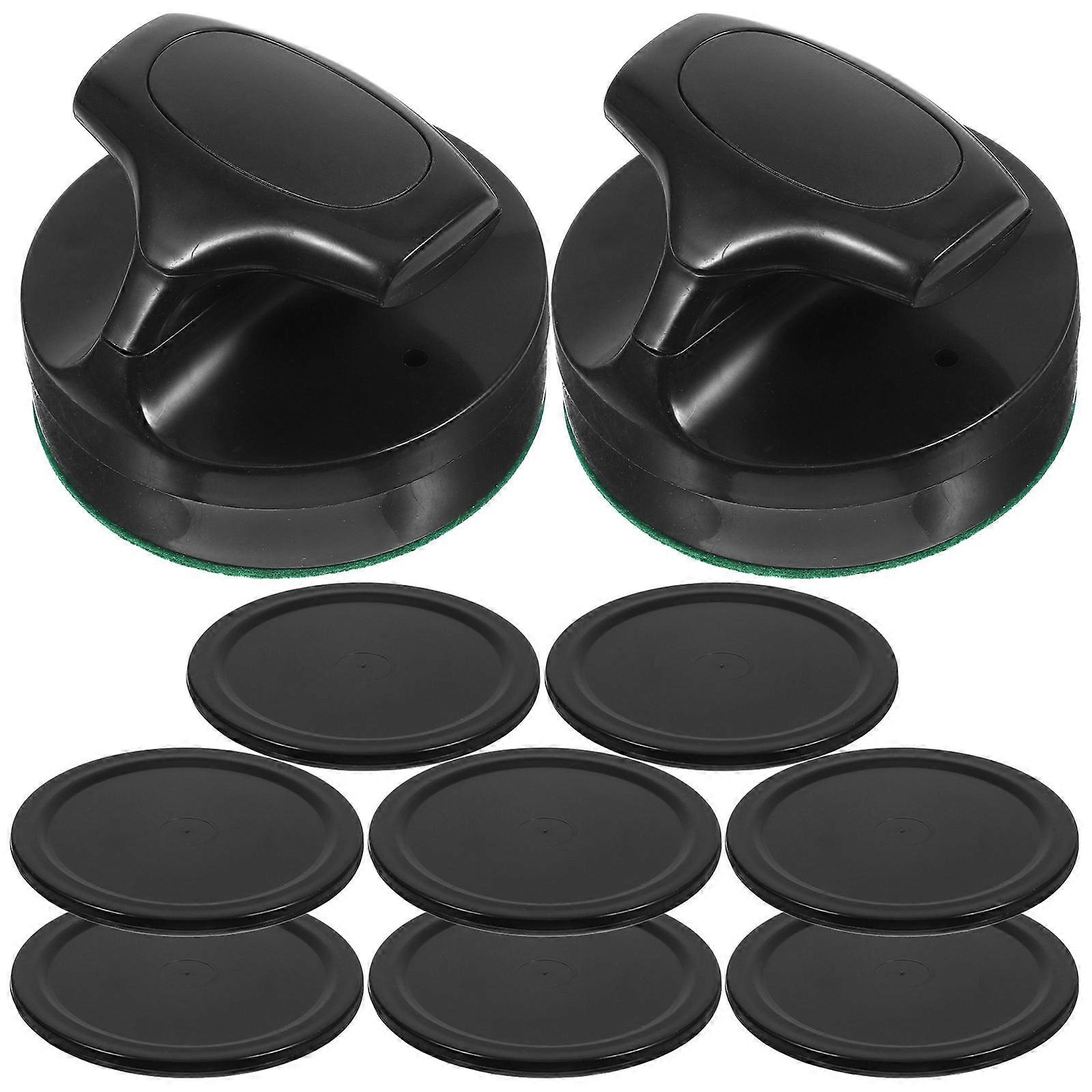 Ice Hockey Pucks and Pushers for Indoor Game Supply 1Set Black ABS