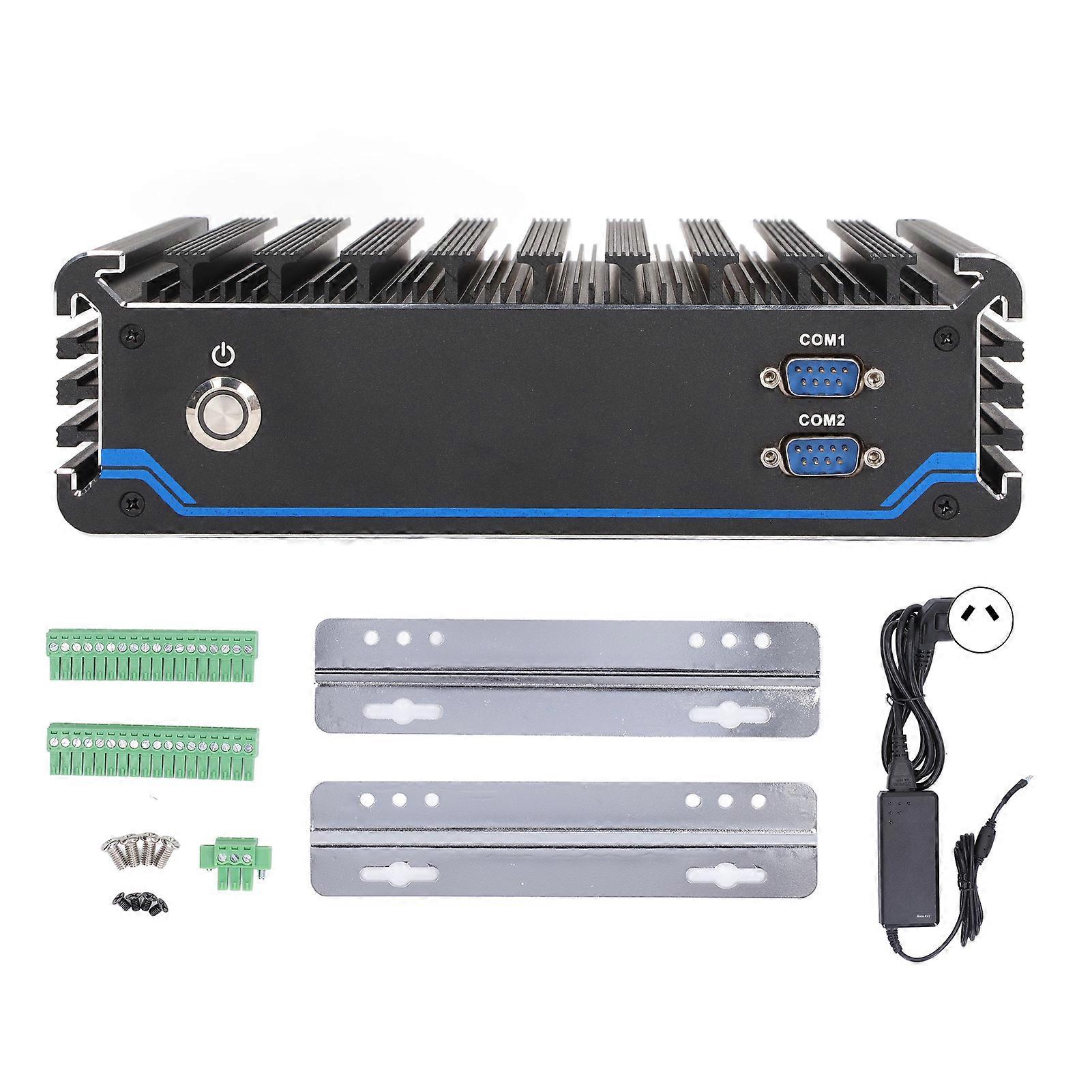 Industrial Computer 4 Way POE Port Mini Computer Good Heat Dissipation Fanless Industrial PC 100‑240V AU Plug