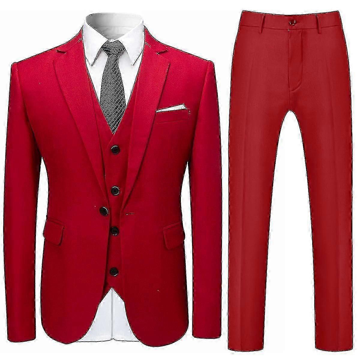 Mens Suits 3-pieces Suits Slim Four Seasons Suit Jacket&pants&vest 12 Colors