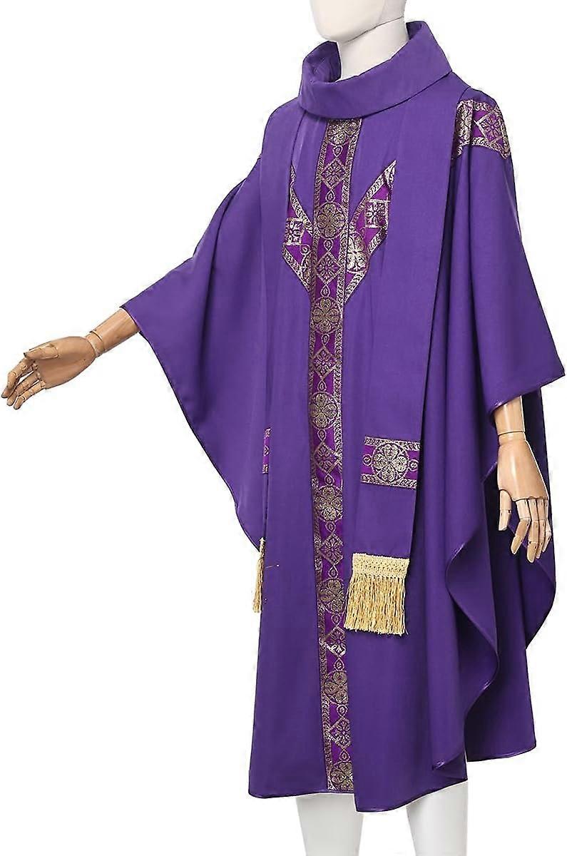 Chasuble De Prêtre Catholique - Robe De Messe Avec Col Rond - Pour Cosplay, Déguisement, événements à Thème - 2