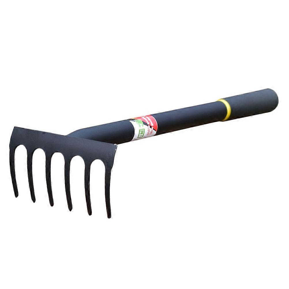 Garden Rake with Sturdy Steel Teeth and Comfortable Rubber Handle for Efficient Gardening 1 Pc Black