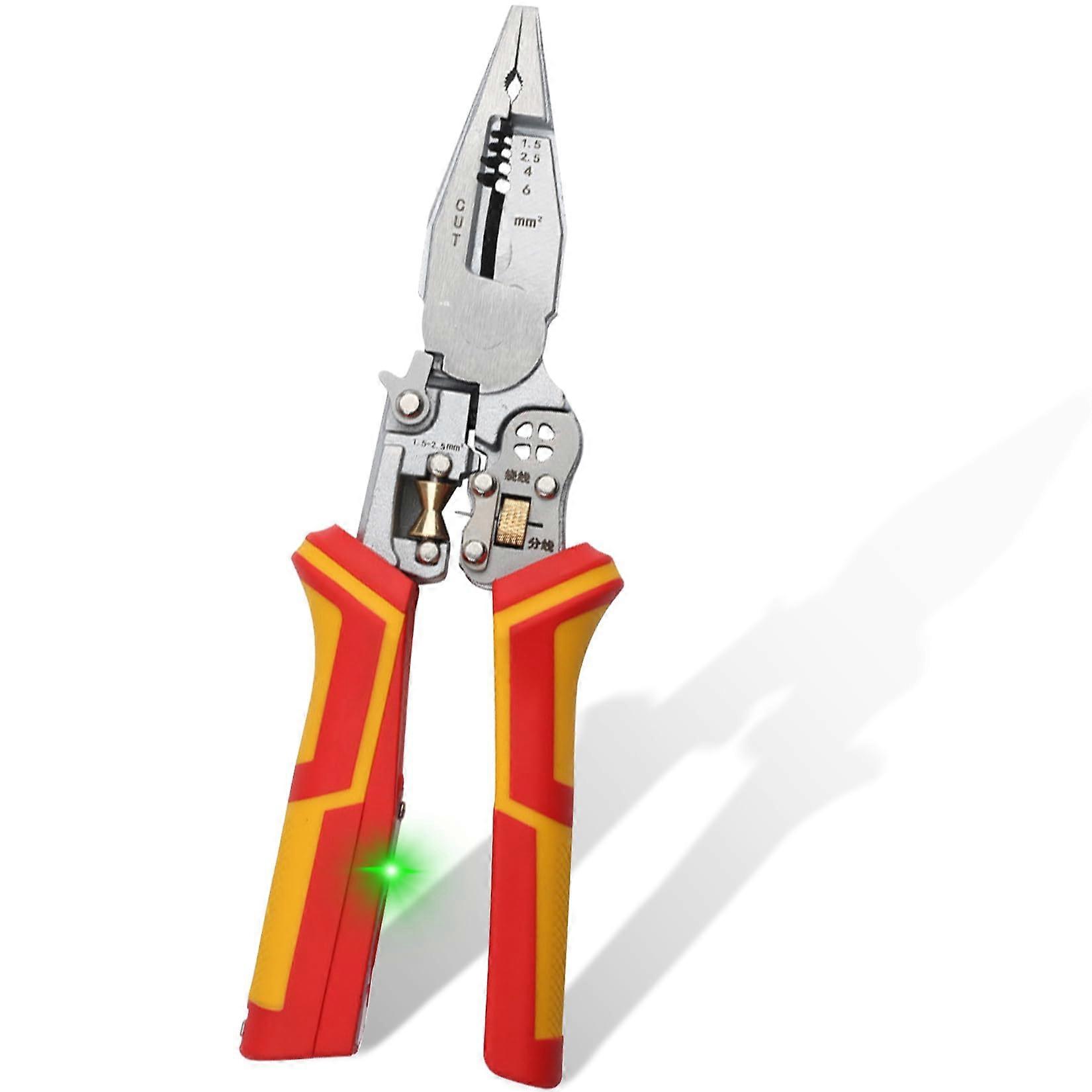 9in1 Wire Stripper with Current Measurement, Multifunctional TPR Handle, Voltage Tester Pliers