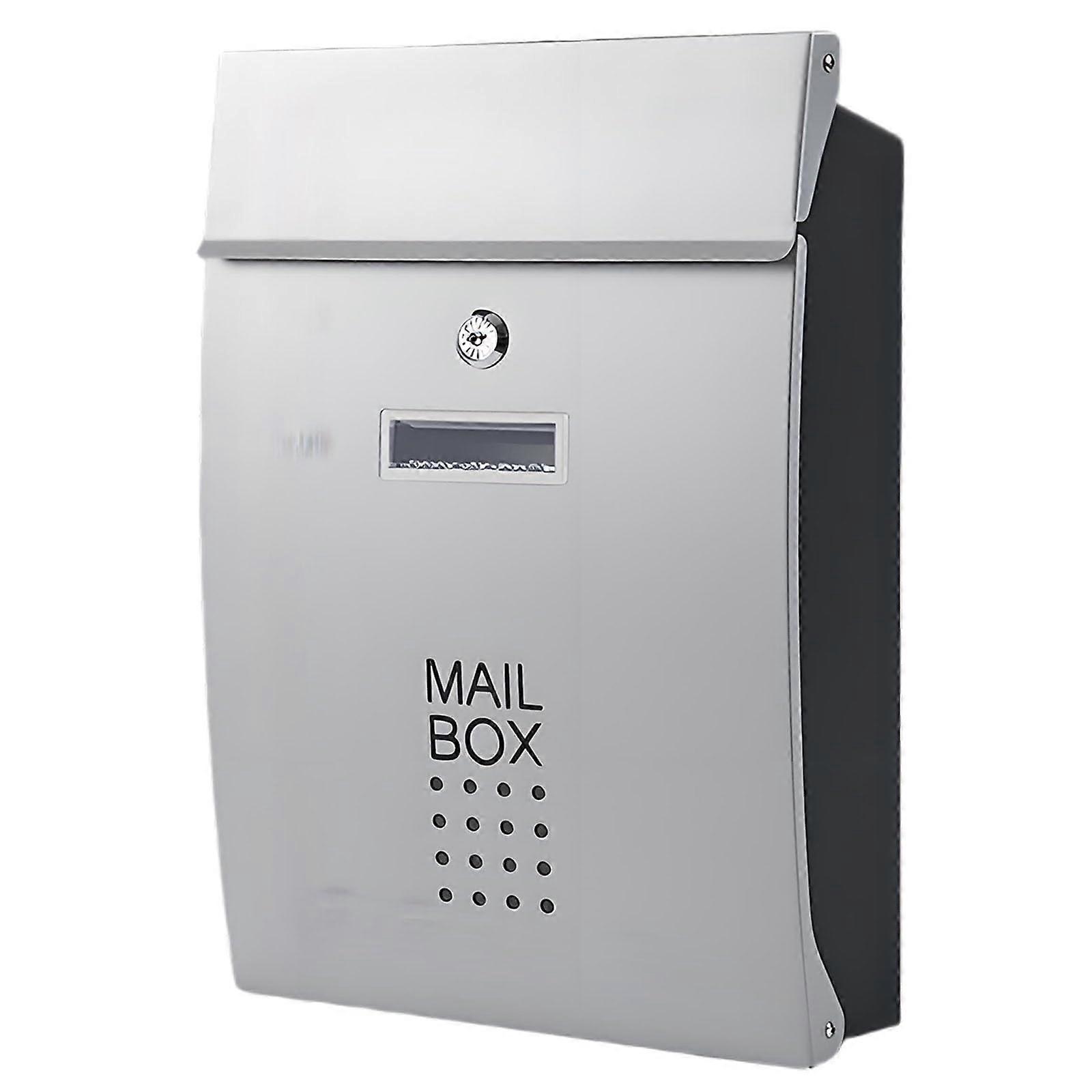 Lockable Wall Letter Box Galvanised Steel Postbox With 2 Keys For Envelopes And Letters, 26 x 9 x 38 cm, Yellow