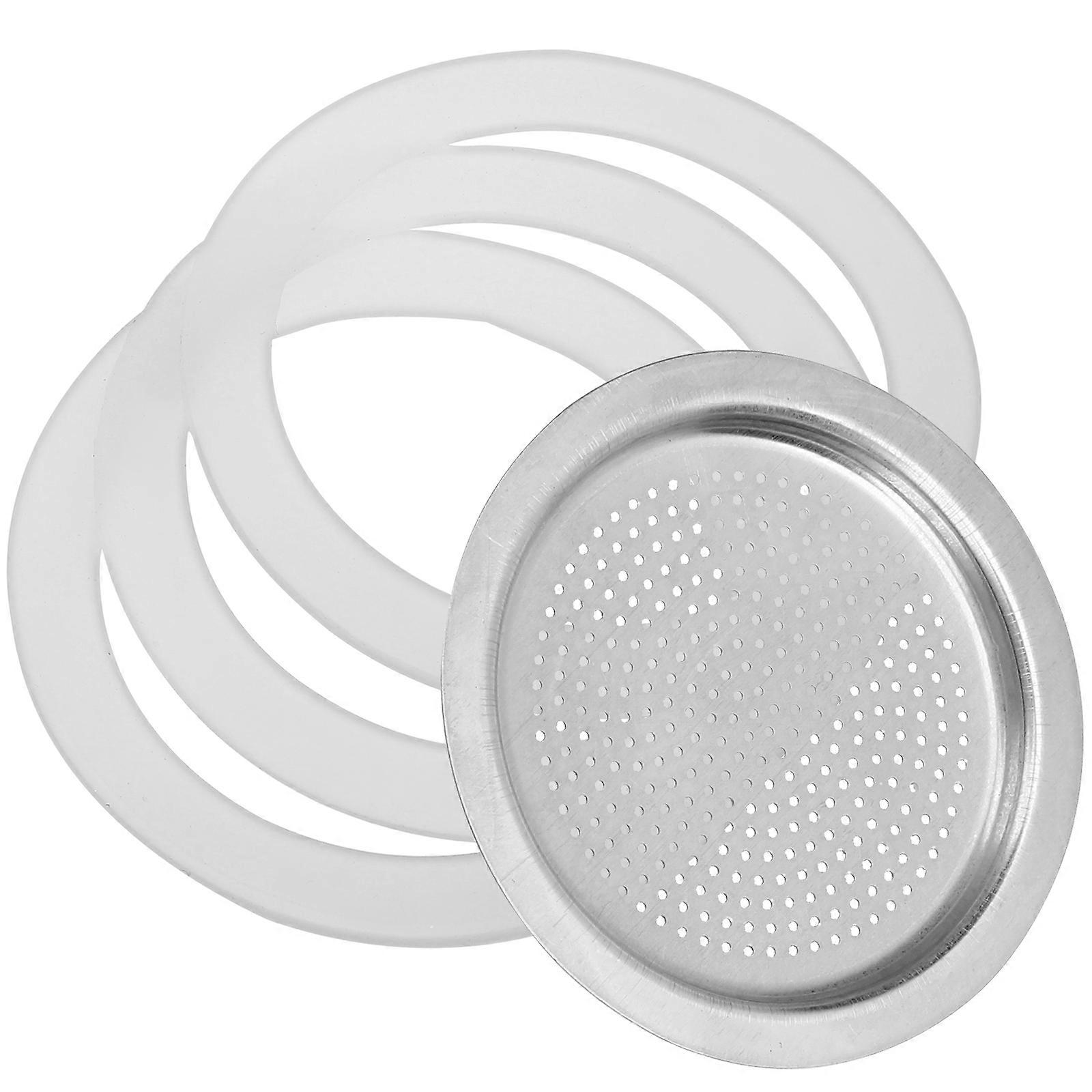 Coffee Pot Silicone Sealing Gasket with Stainless Steel Filter for 6 Cup Size Easy to Install