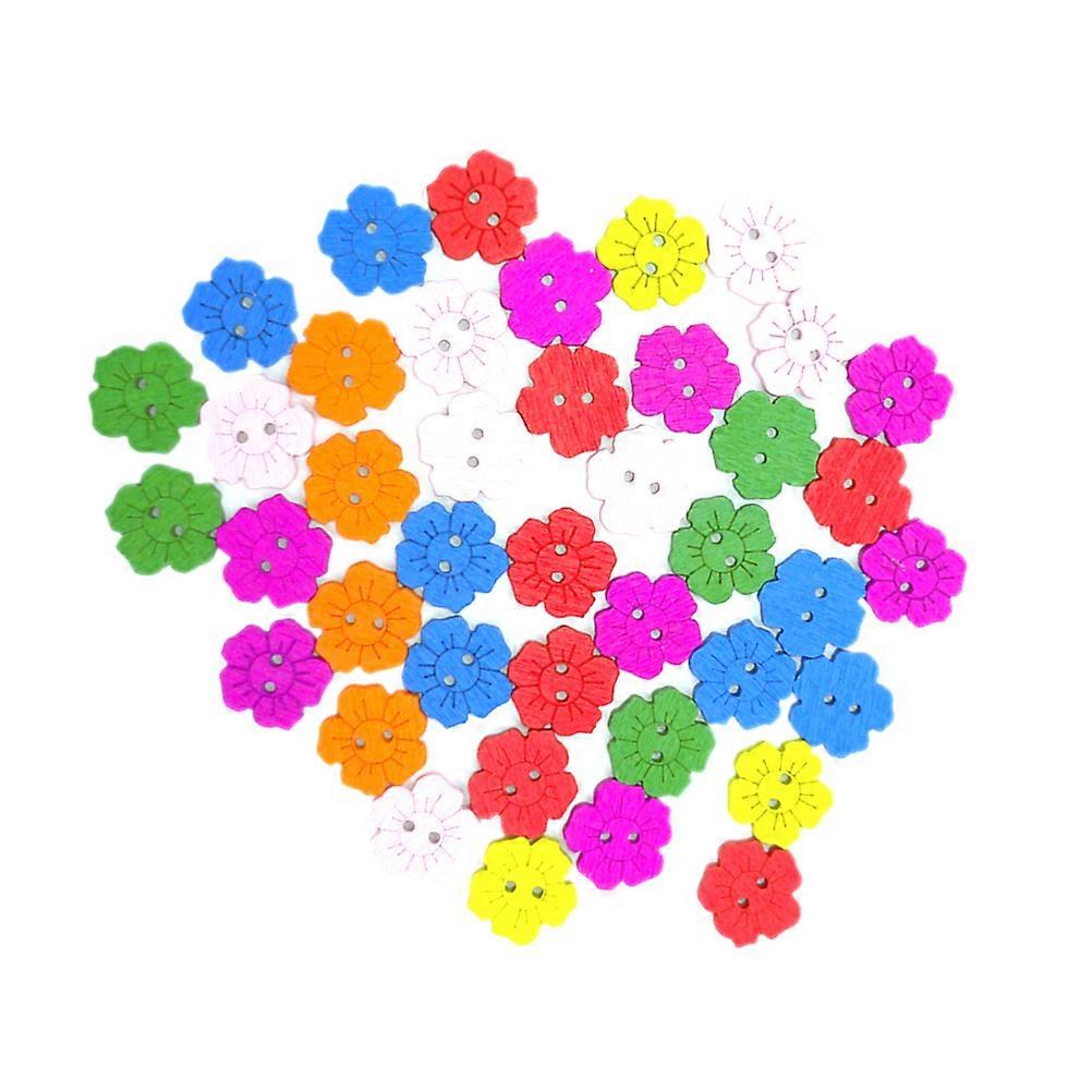 Sunflower Shape Wooden Button Creative Handcraft Projects Crafts Making Mixed Color 1.5x1.5cm Diy 200Pcs in 2 Pack