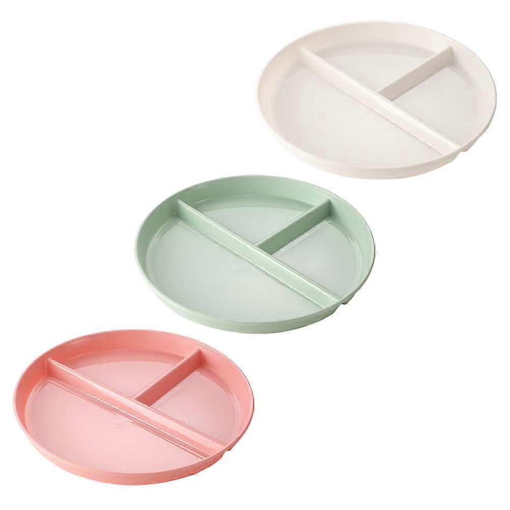 3pcs Portion Control Plates Three Grid Fruits Food Divided Dinner Plates for Diet
