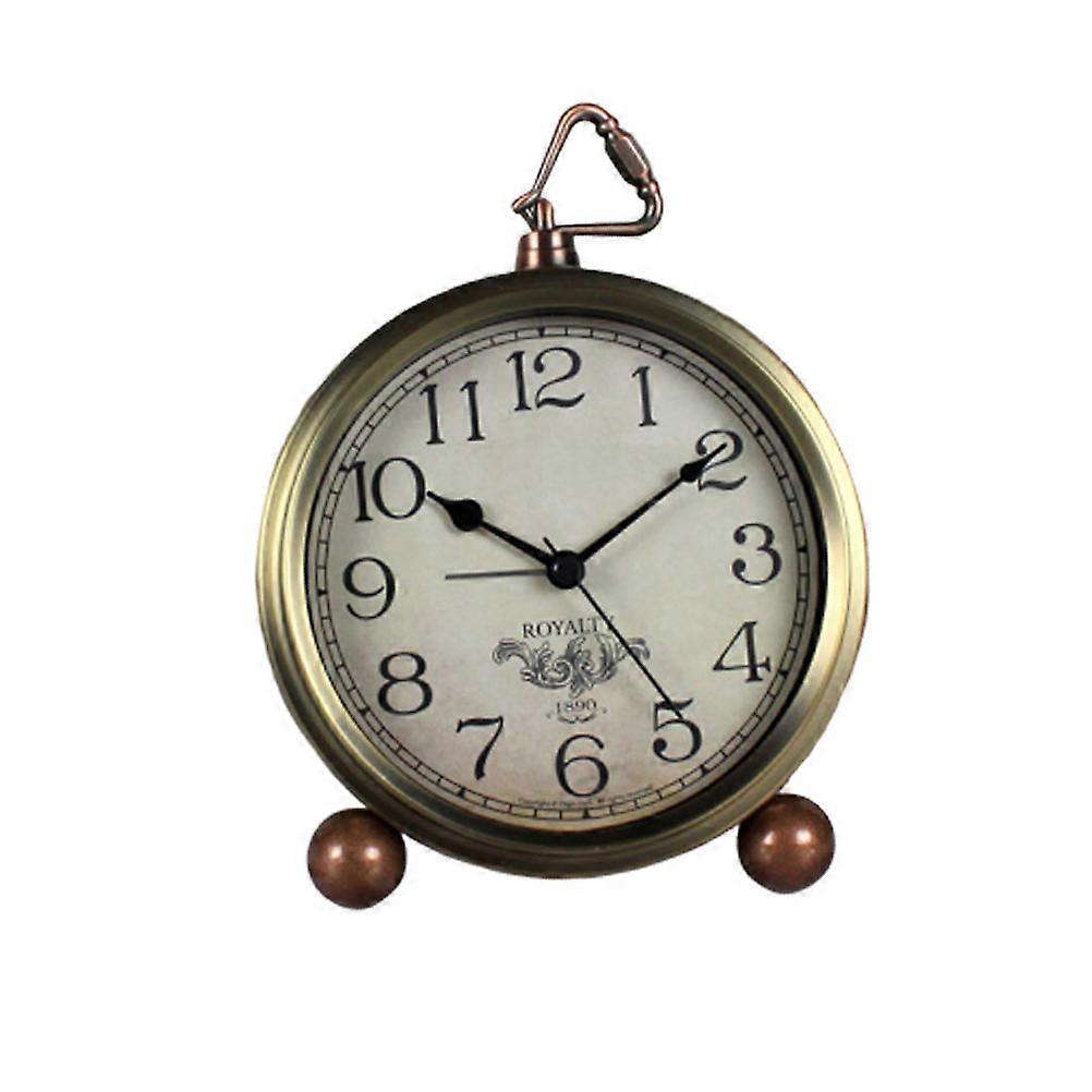 Desk Clock Vintage Rectangular Decorative Clock Office Use Metal Material Time Display 15.5*13.3cm 1PC