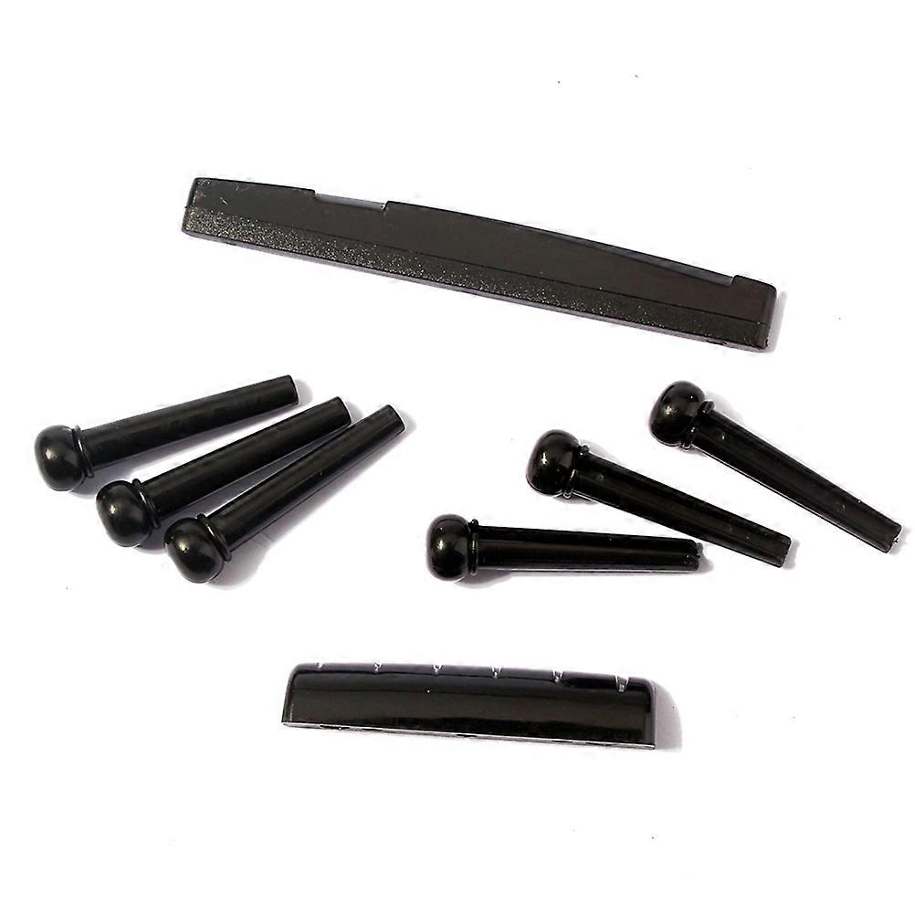 Black Plastic Guitar Bridge Saddle and Nut Set for Replacement Perfect for Collections and Gifts