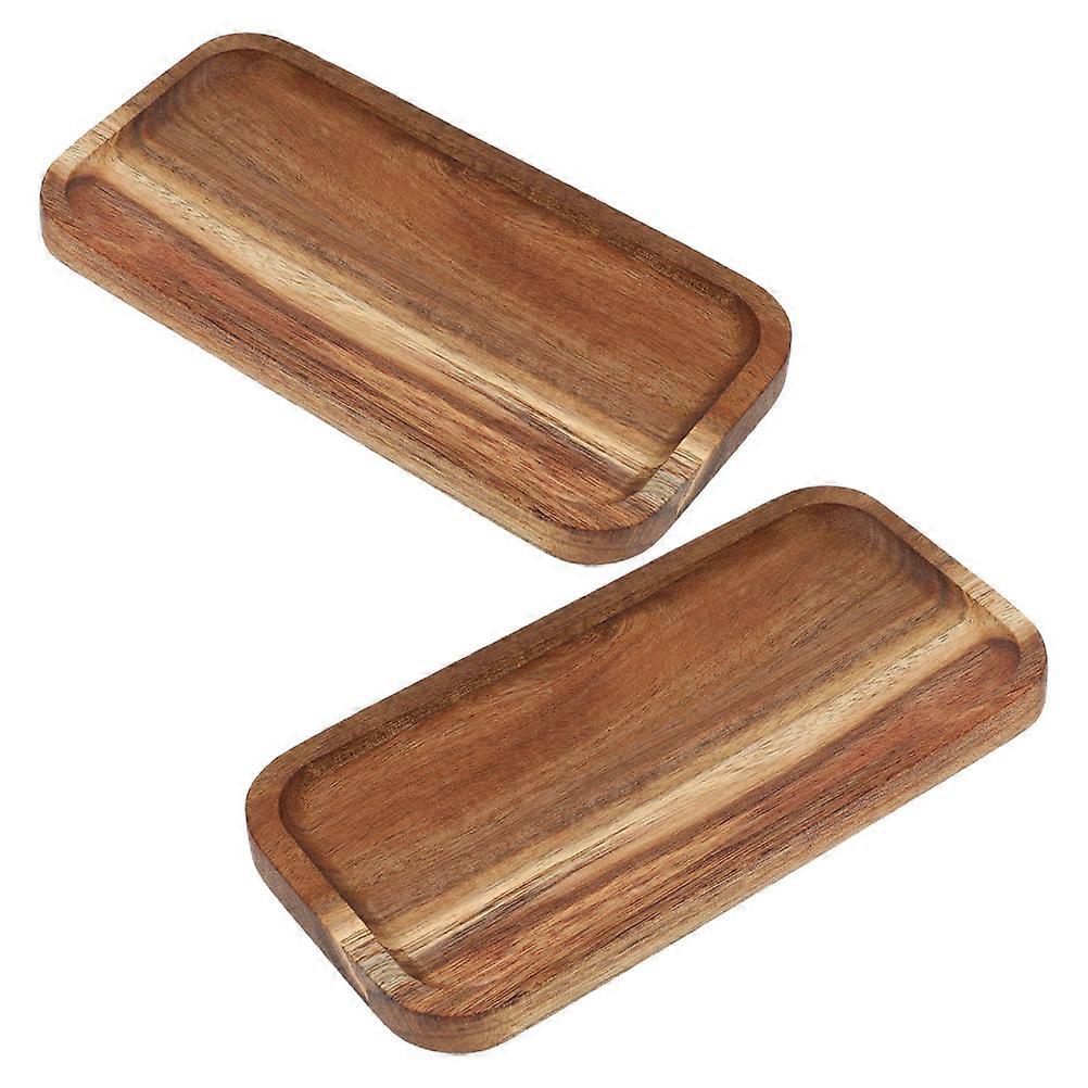 Wooden Serving Tray Set of 2 Multi Functional Food Tray for Breakfast, Tea, Snacks, Fruits, Home Events and Decorative Use