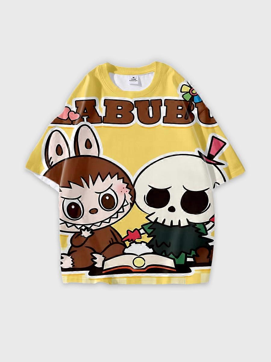 T-shirt round neck Pattern loose short sleeve K716