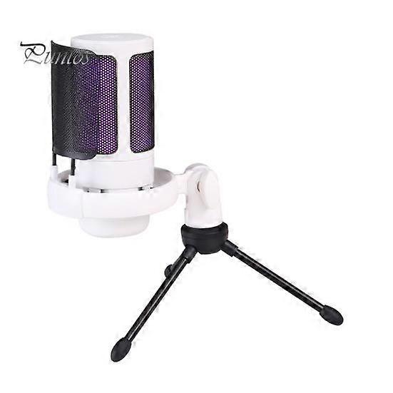 Gaming Microphone with Tripod Stand Noise Reduction RGB Breathing Light Design Gain Control Plug-Play Universal USB Microphone