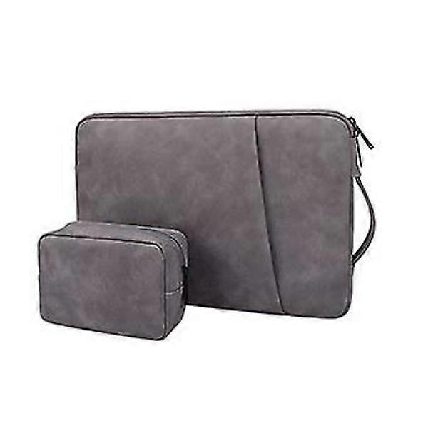 Wasserdichte Laptoptasche aus Leder mit Adapterhülle 14.1", dunkelgrau, 370 x 265 x 25 mm