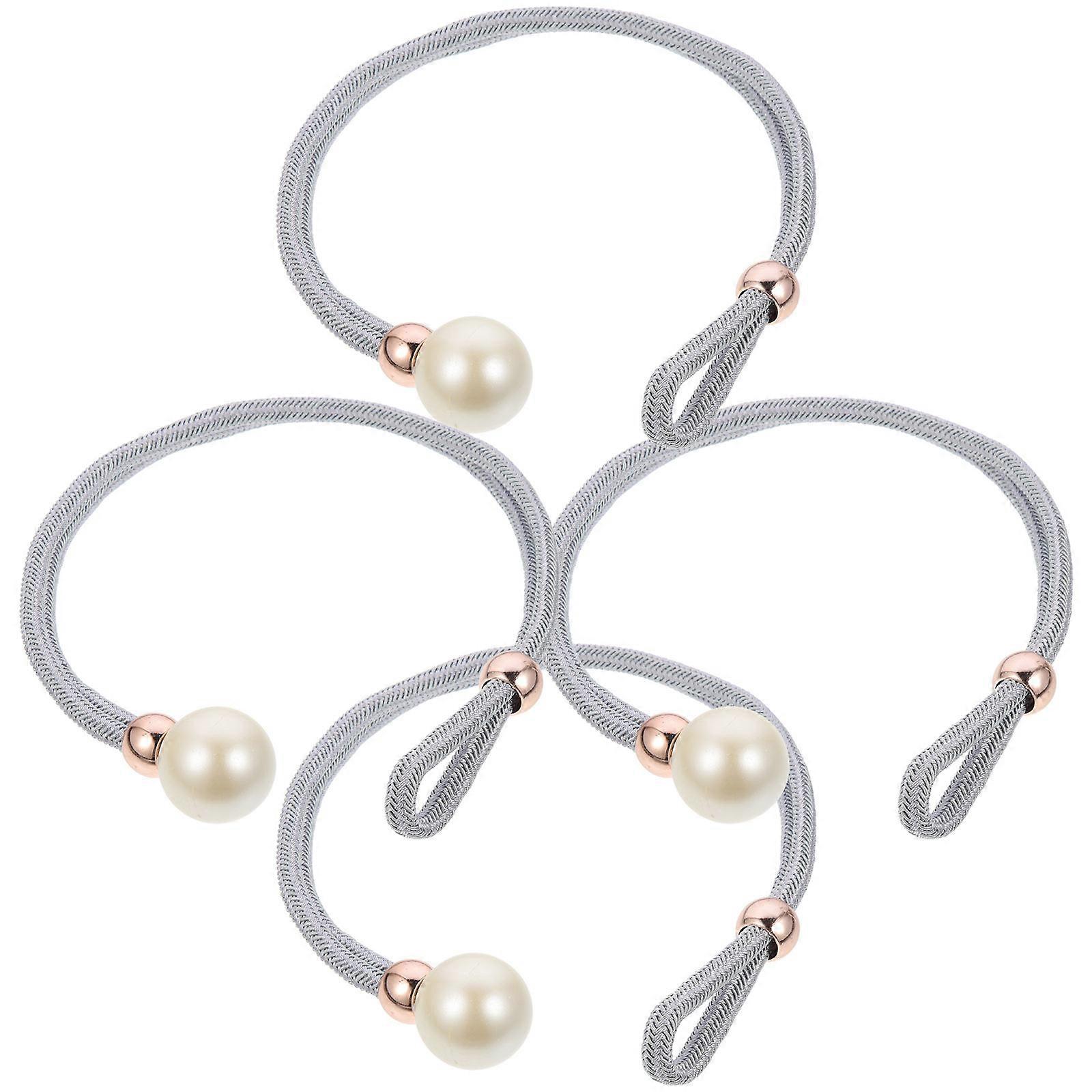 Curtain Pull Backs Pearl Beads Shape High Density Weaving Drapes Tiebacks 4Set