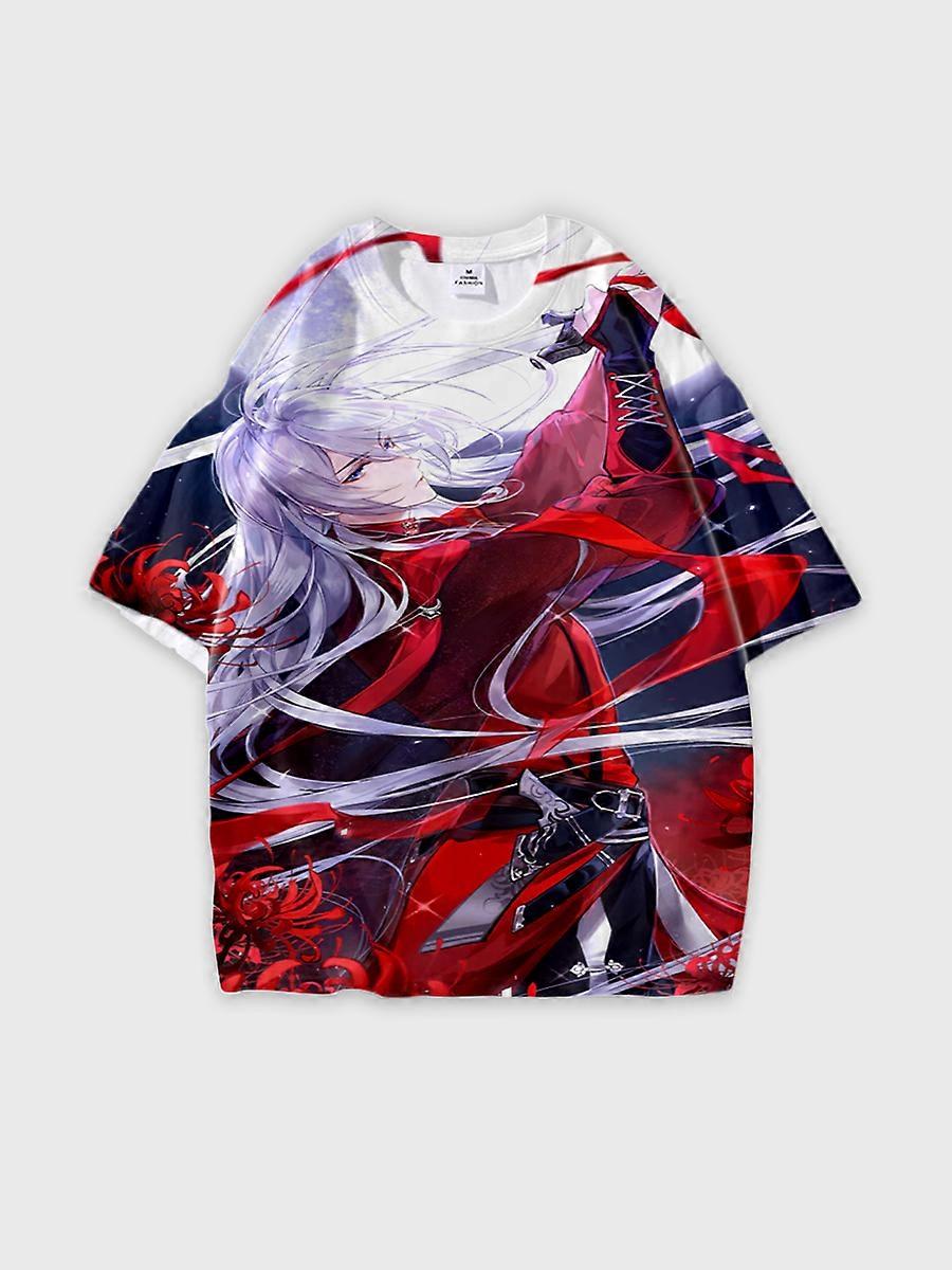 T-shirt round neck Animation Character Pattern loose short sleeve E2374