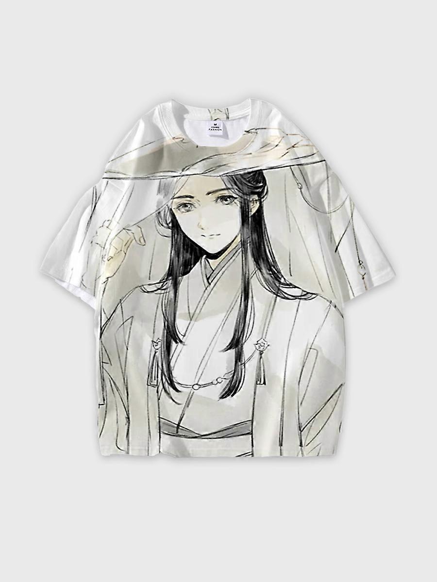 T-shirt round neck Role Pattern loose short sleeve E4005