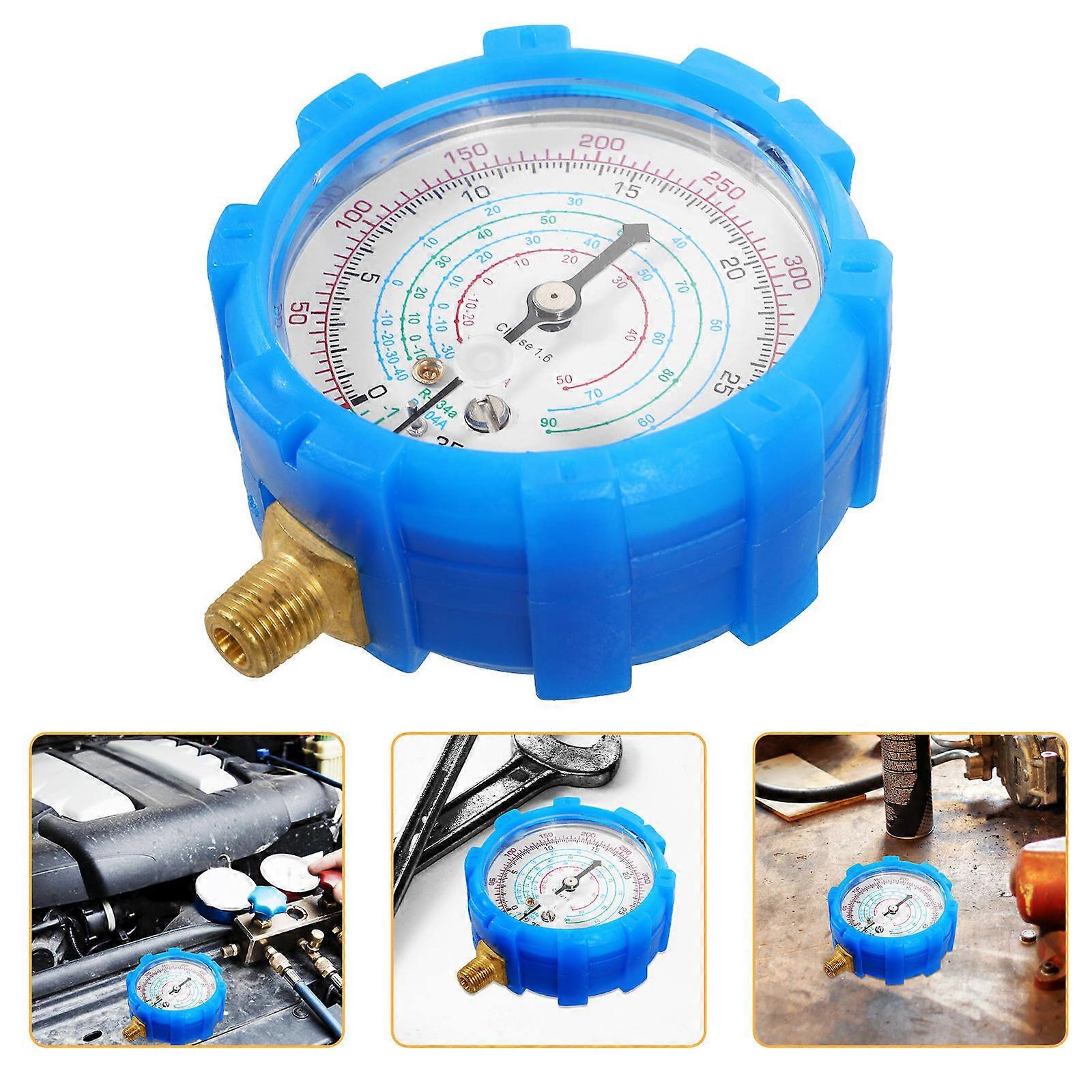 Refrigerant Recharge Gauge for Air Conditioner with High Accuracy and Durable Copper ABS Construction Blue