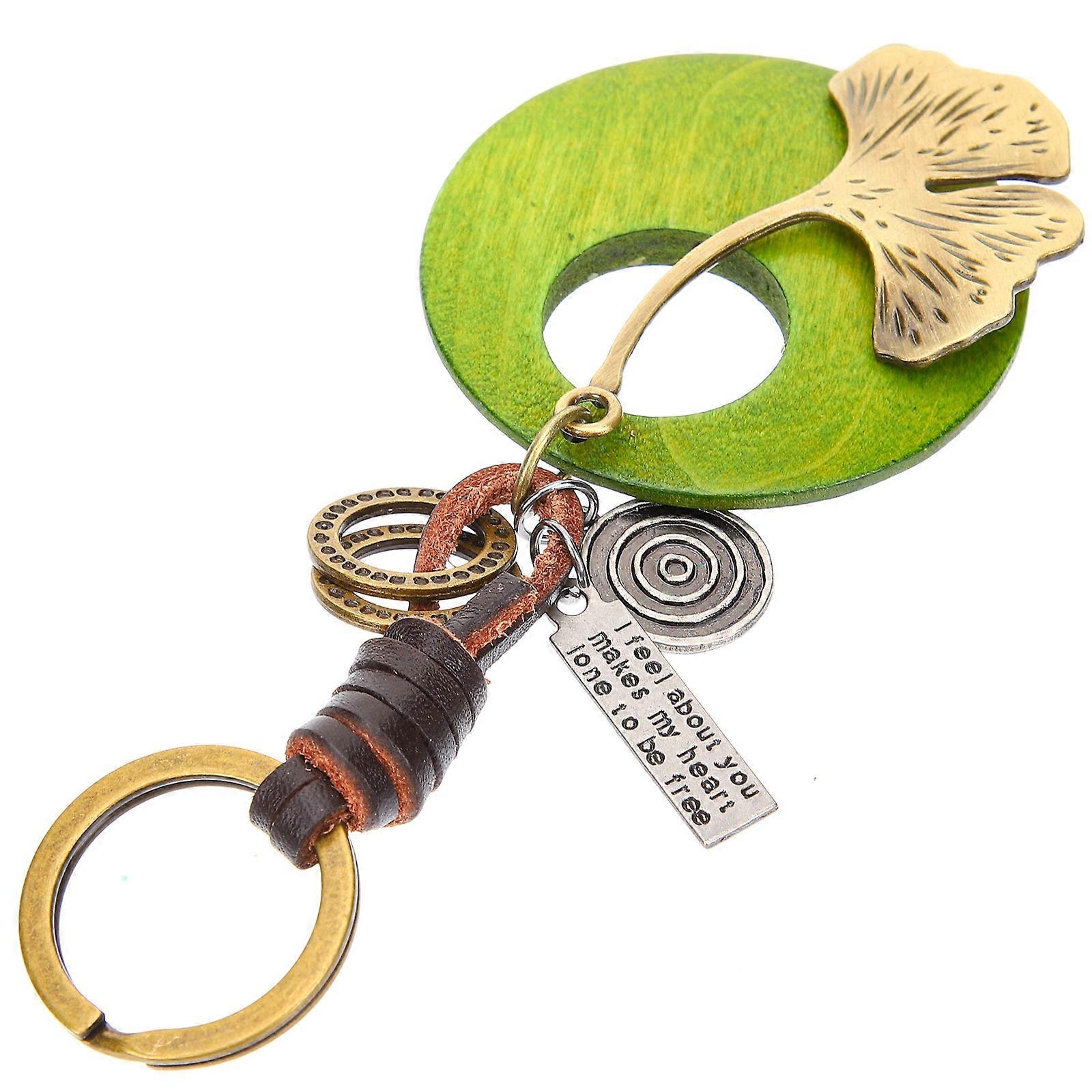 Ginkgo Leaf Alloy Pendant Decorative Keychain for Bag and Keys Multi Color 2 Inch