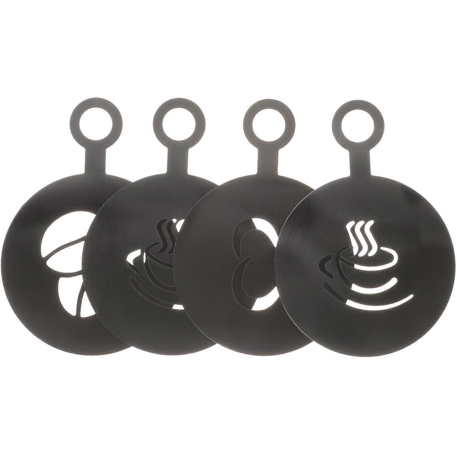 Cappuccino Decoration Stencils For Baking And DIY Enthusiasts In Stylish Black Featuring Round Shapes And Pattern Shaping 4Pcs