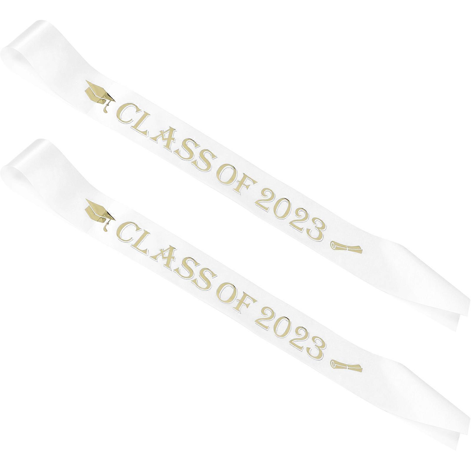 Graduation Stole Class of 2023 Decorative Sash for Men Women Made of Fabric White Color Fits Most People
