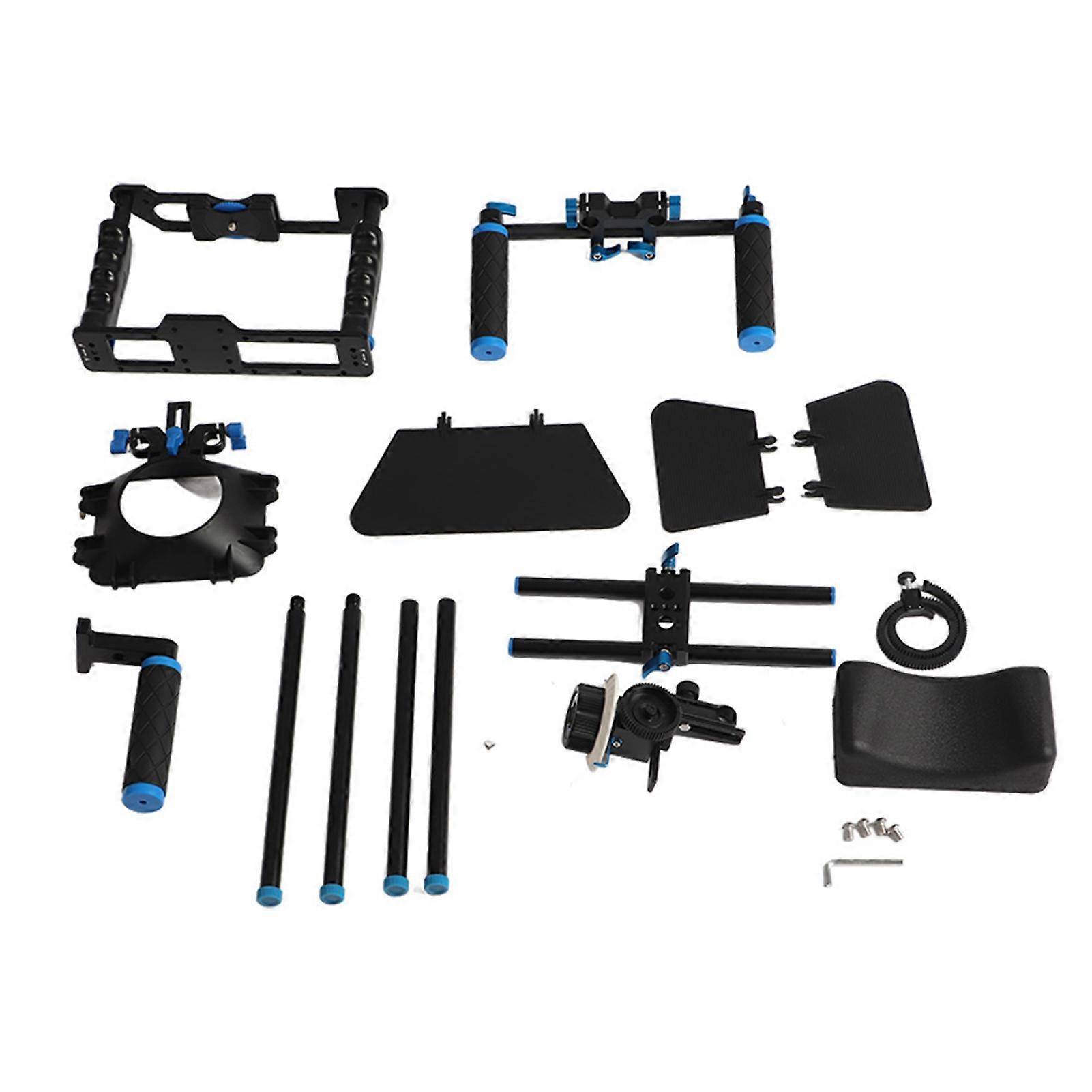 YELANGU Lightweight Camera Stabilizer Cage Kit with Top Handle Follow Focus Rods Shoulder Rig