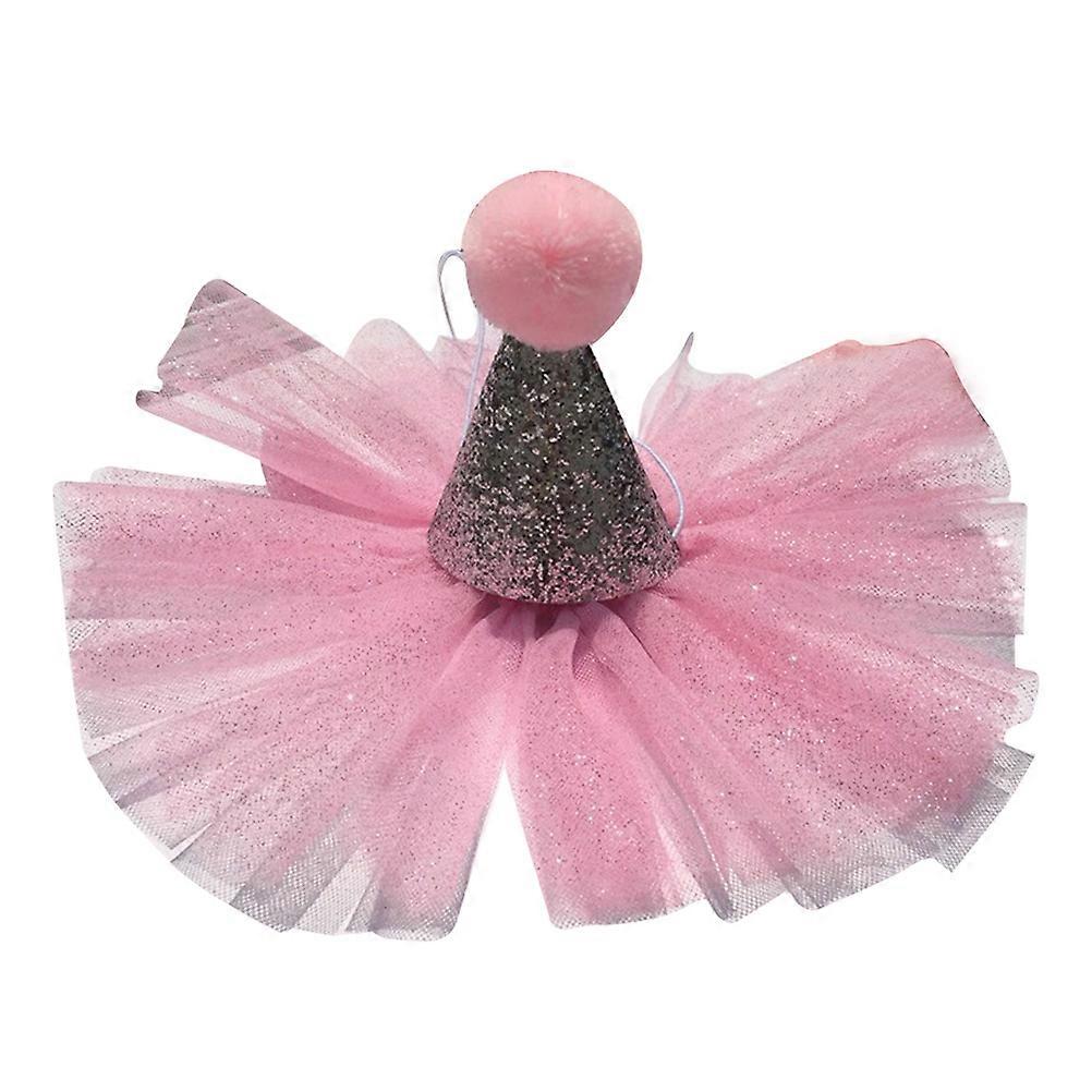 Pink Reusable Pet Birthday Hat with Adjustable Strap for Dog and Cat Made of Durable Cloth 1 Set