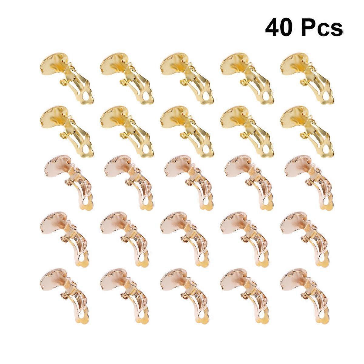 DIY Earring Making Accessories Assorted Color Alloy Ear Clips with Ring 40pcs Small Size