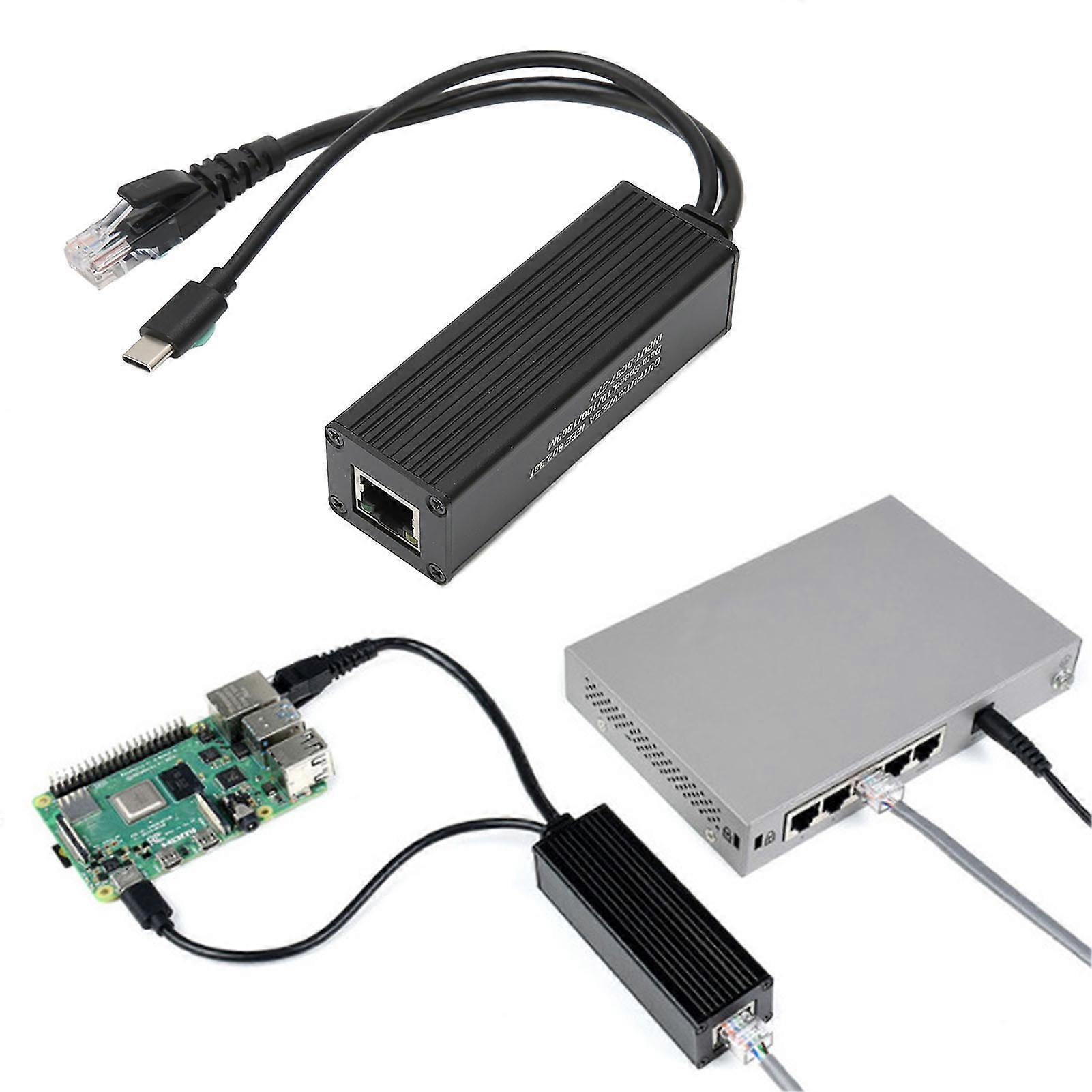 POE-Splitter-Metallgehäuse-Design 5V 2,5A Typ-C-Schnittstellen-Netzteil Gigabit-POE-Separator in Industriequalität