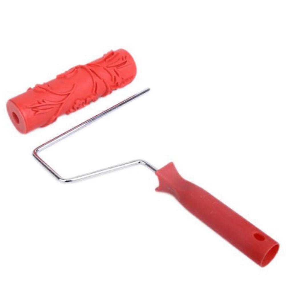 Cylindrical Texture Paint Application Roller Red Wall Decoration Tool For Home Improvement 1Set