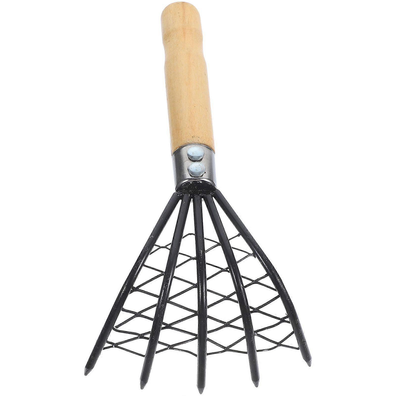 1pc Stainless Steel Clam Rake with Net Oyster Shell Digging Tool Rake Tool