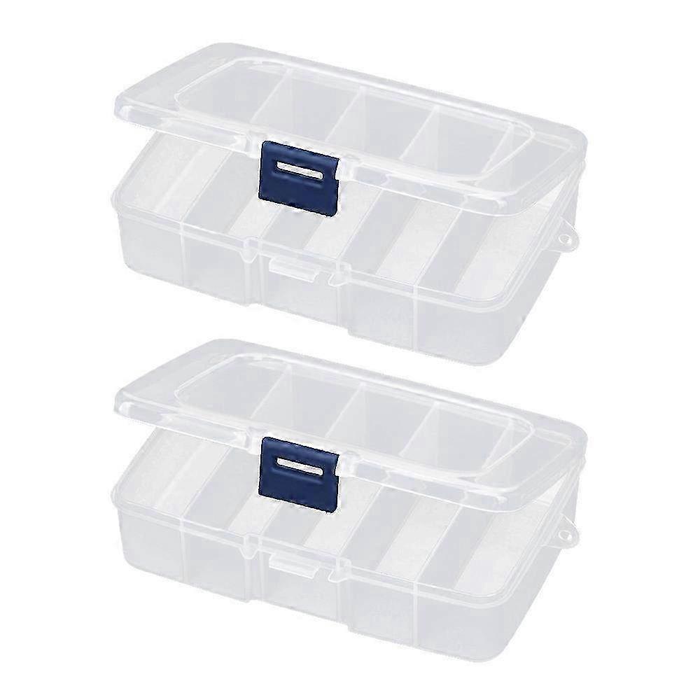 Clear Visible Plastic Storage Box Set for Makeup Tools & Fishing Tackle Accessories - 2-Pack Organizer Storage Boxes