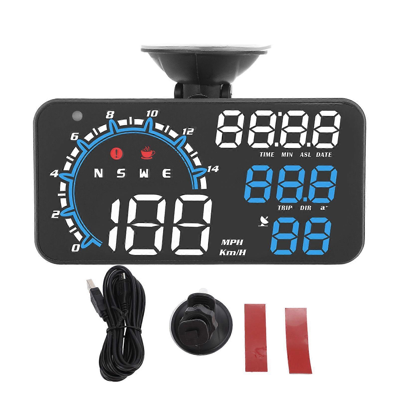 Rugged HUD speedometer with fatigue alert for universal car use