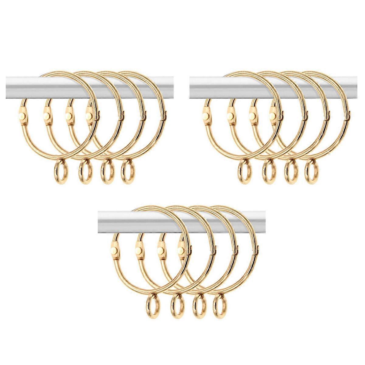 60 Pcs Openable Gold Curtain Rings Open and Close Metal Rustproof Drapery Loops with Eyelet for Hook
