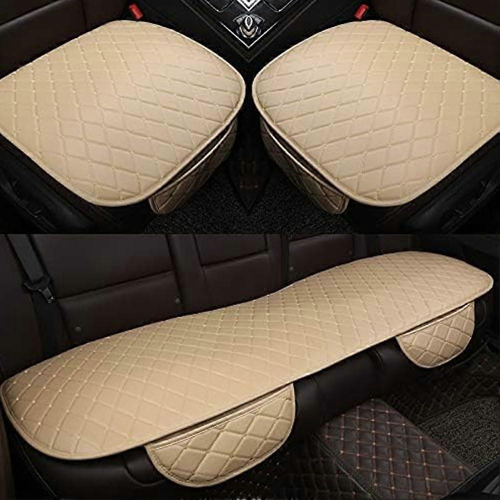 Leder Auto Sitzkissen Für Mitsubishi Eclipse Cross 2018-2023, Wasserdichtes Atmungsaktives Autositzbezug Set, E/Beige