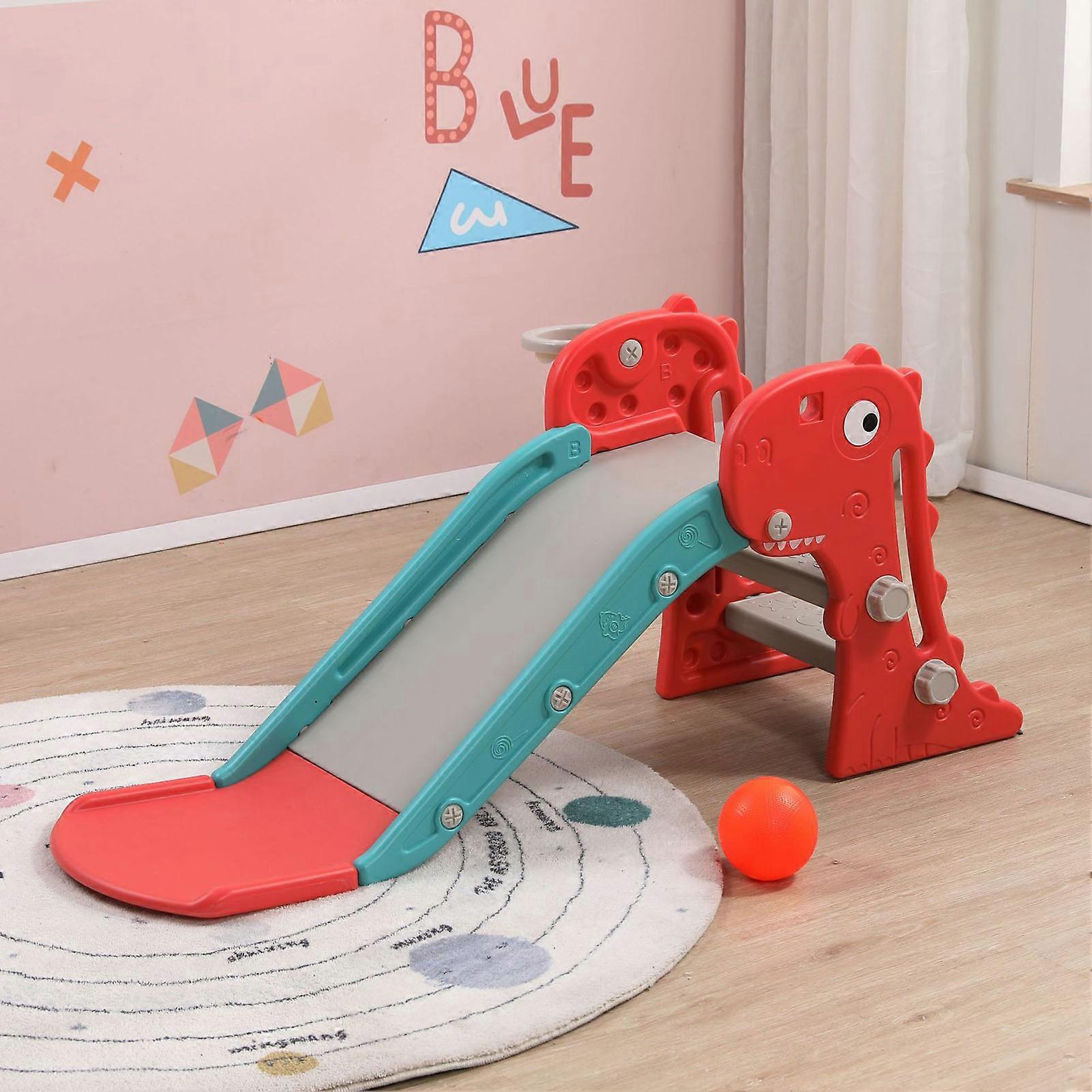 Indoor Slide Combination Basketball Hoop Climber Toddler Playground Indoor Slide Jacinth
