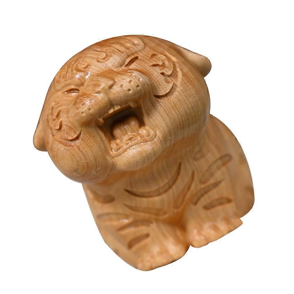 Compact Wood Tiger Figurine, Creative Desk Decor, Elegant Touch for Any Room