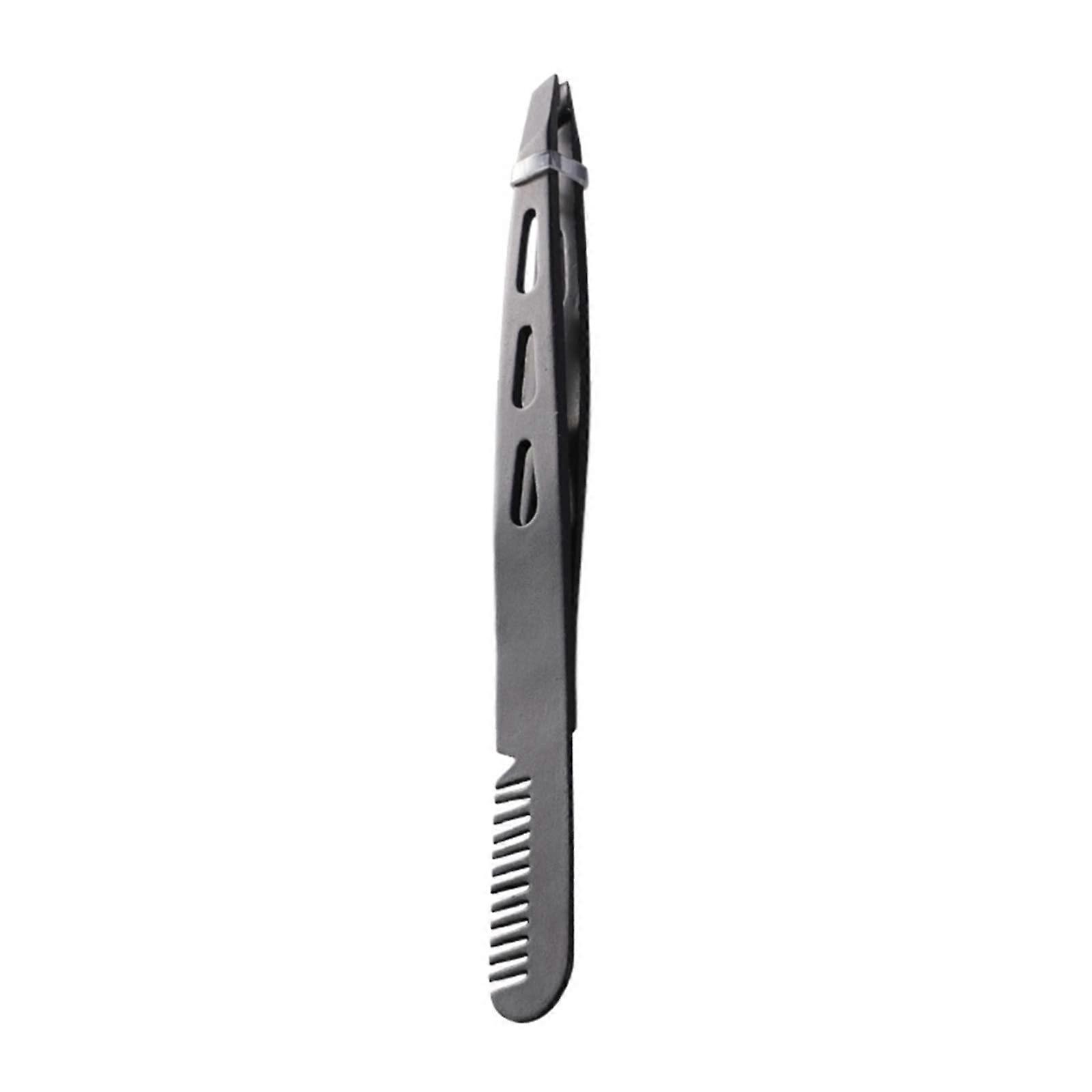 Tweezers for Eyelash and Eyebrow Grooming, Stainless Steel Slant and Flat Tip Design with Comb, Extra Storage Case