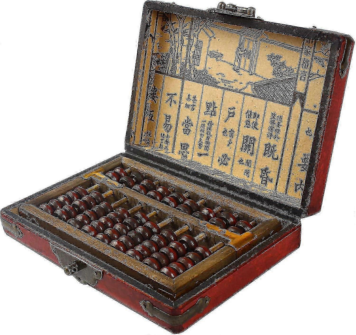 9 Column Classic Wooden Abacus With Vintage Leather Box, Soroban For Study Decoration Or Gift, Aging Treatment Sp-01 2025