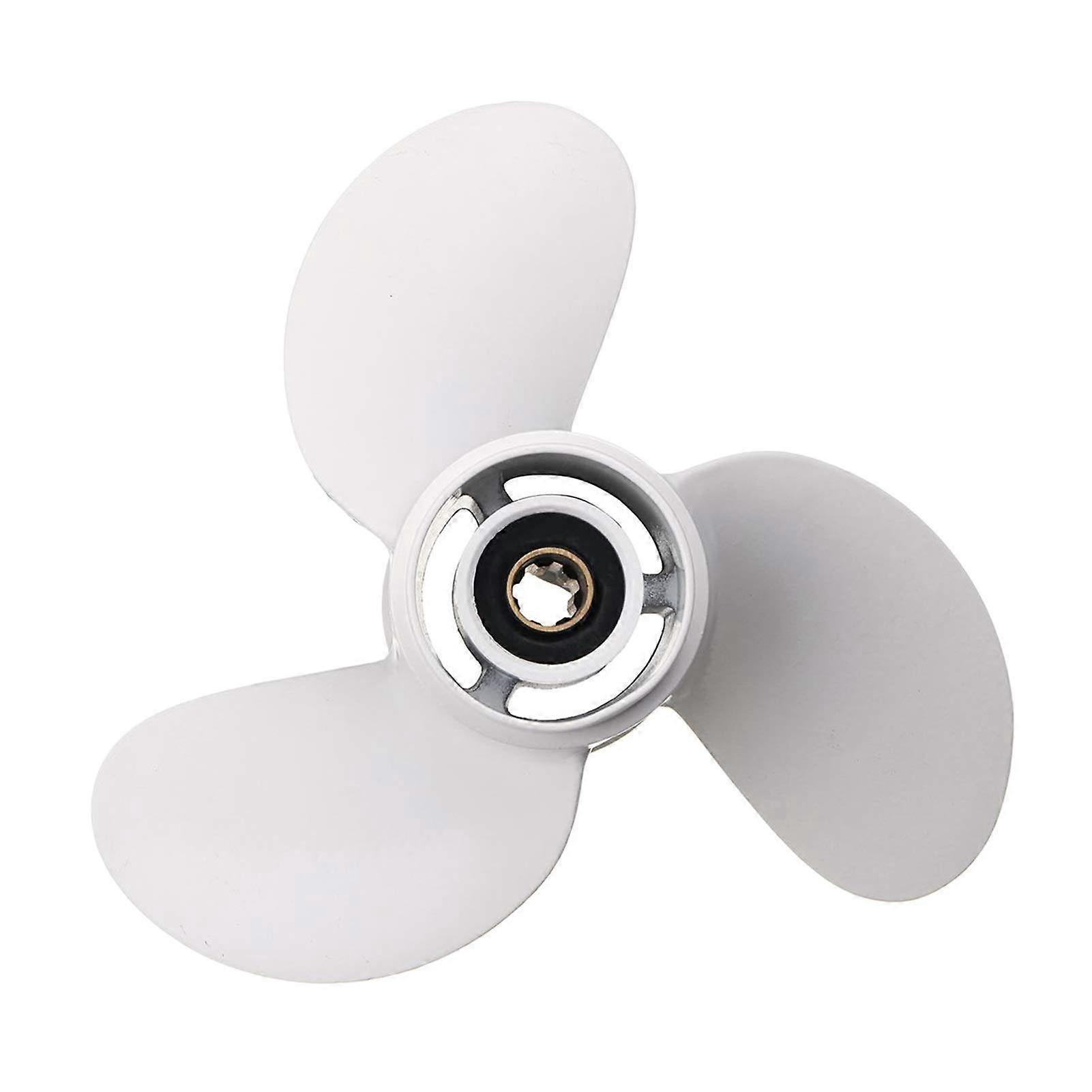6G1-45941-00-El Yamaha 6-8 HP Outboard Propeller, 8.5x8.5, White Aluminum Alloy, 7-Spline, R Rotation, 3-Blade