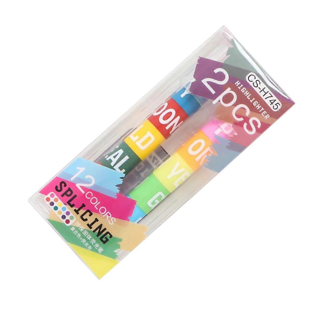 2 x Marker Pens Refillable Highlighter for Office and School Durable Highlighter for Notes and Documents for Creative Projects and Learning Materials