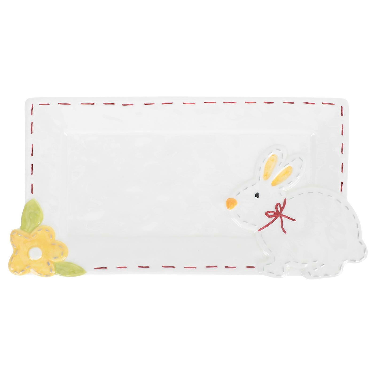 Bunny Plates 1Pack Rectangular Ceramic Plate Used For Parties Home Use Easter Joyful Gatherings Assorted Color