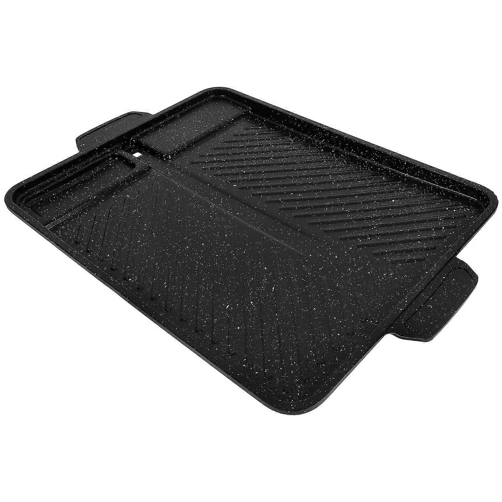 Rectangular Alloy Bbq Grill Tray With Maifan Stone Coating Non Stick High Temperature Resistant Baking Dish For Frying And Roasting Oil Leakage