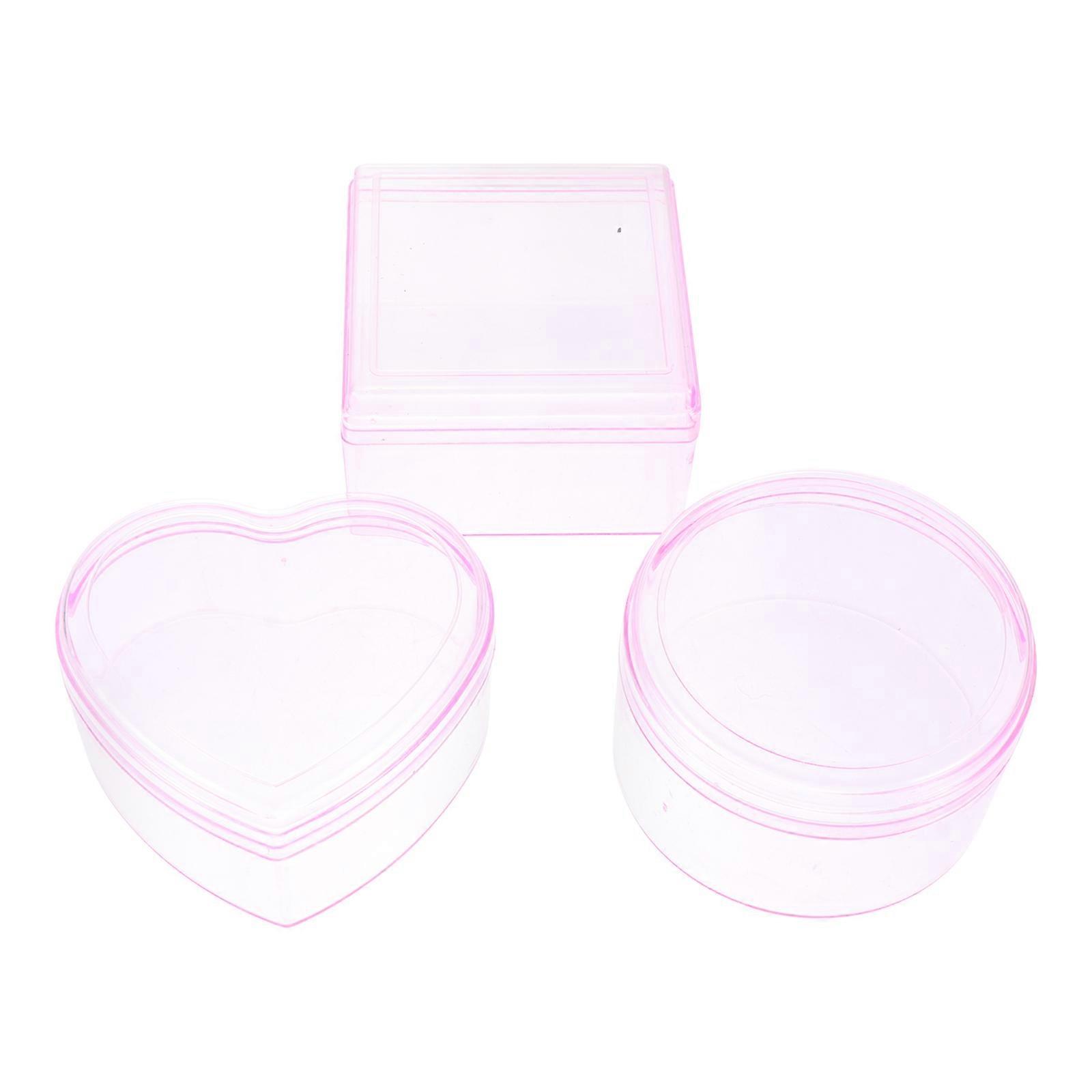 Plastic Storage Containers 3Pcs Ideal For Travel And Desk Use Pink Color For Jewelry Storage