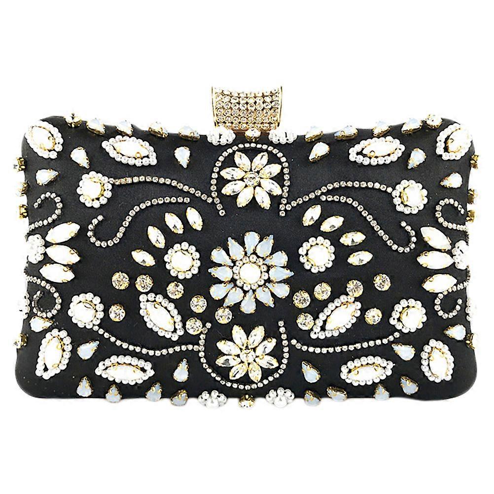 Charming Dinner Party Handbag Wallet Case Decorated With Manmade Pearls For Women Suitable For Formal Events 7.7×2.4×4.7in With 1Pcs Functionality