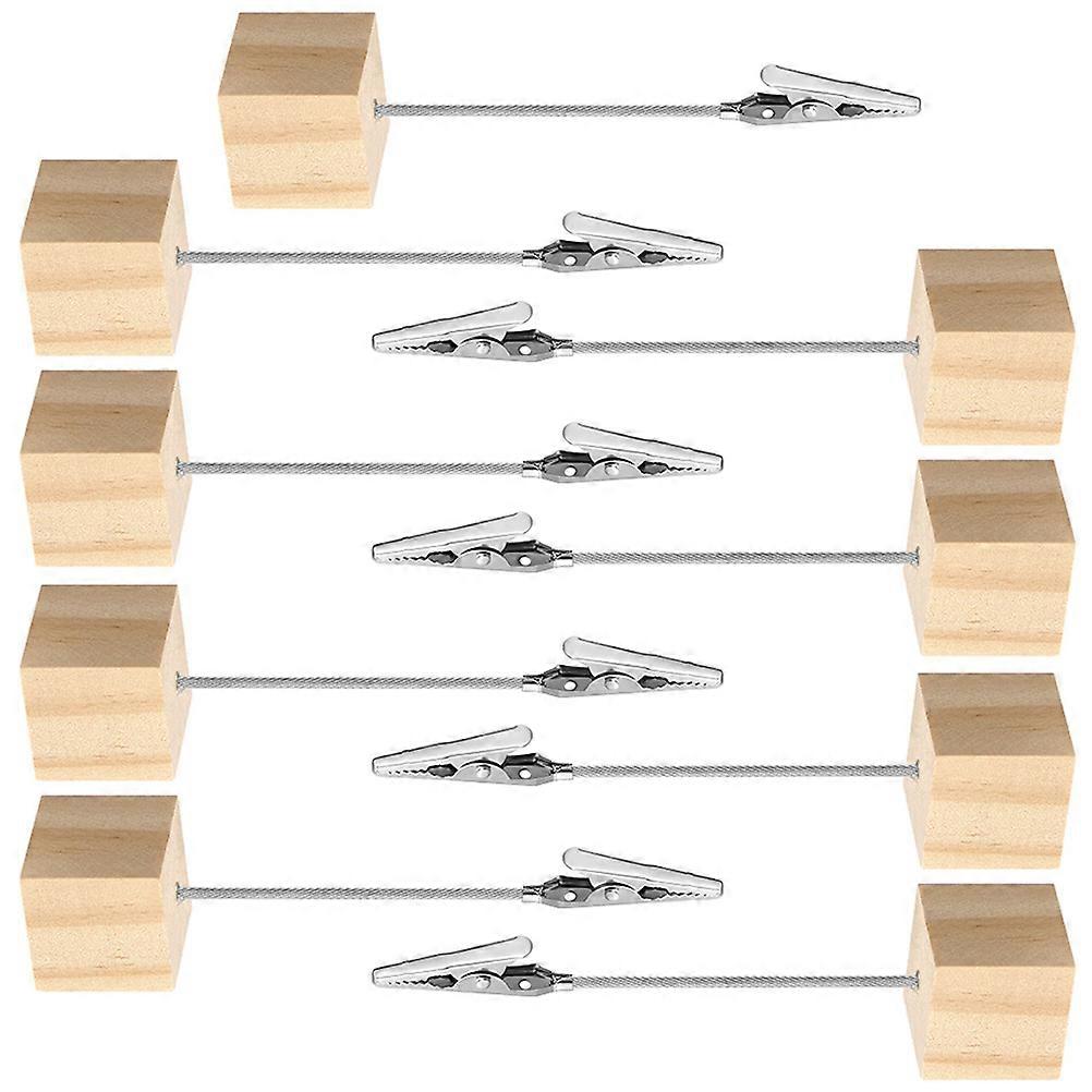 Wooden Memo Clips with Cube Base – Creative Photo Holders for Notes, Cards & Desktop Organization