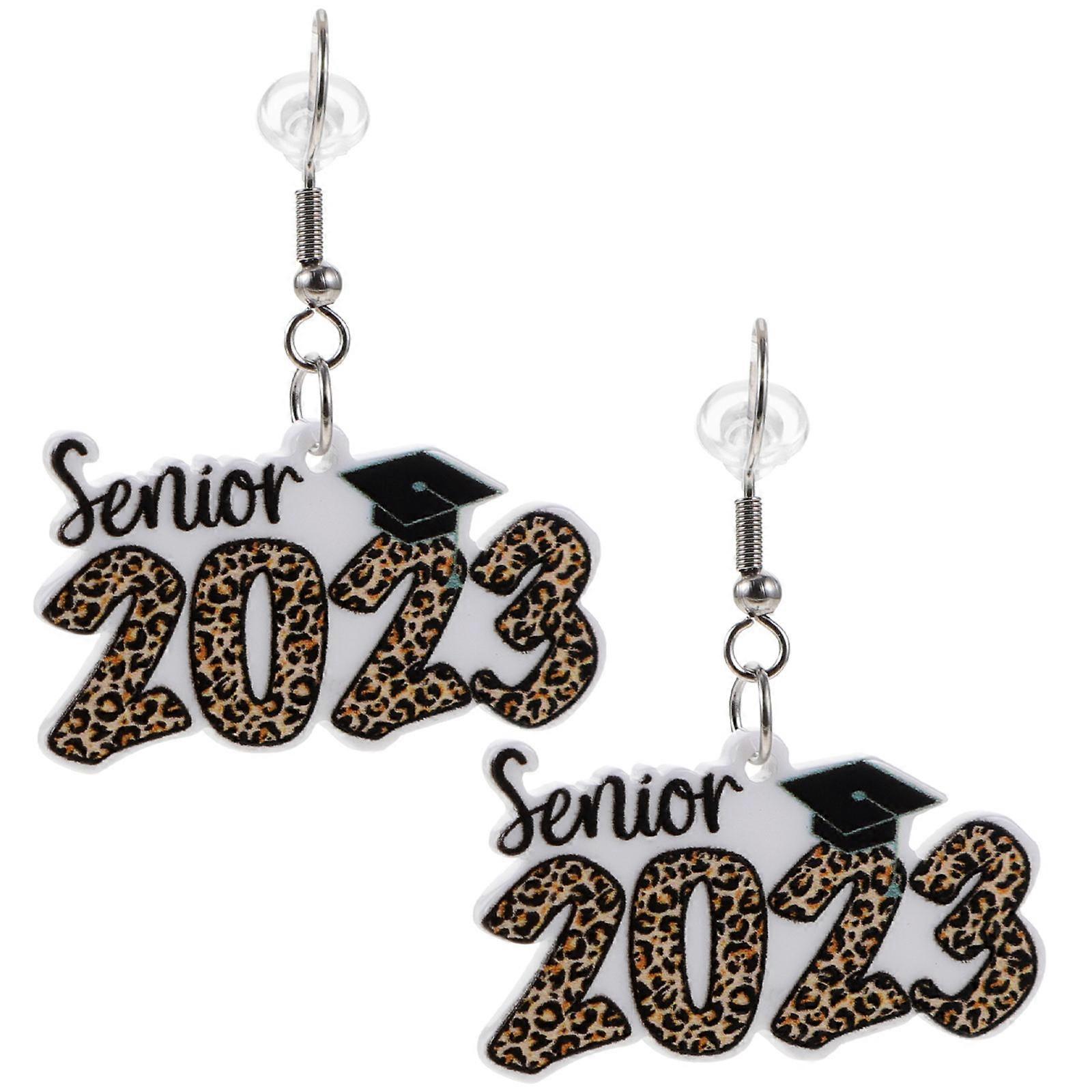 Graduation Earring with Acrylic Material for Women Leopard Color Simple Design Dangle Style