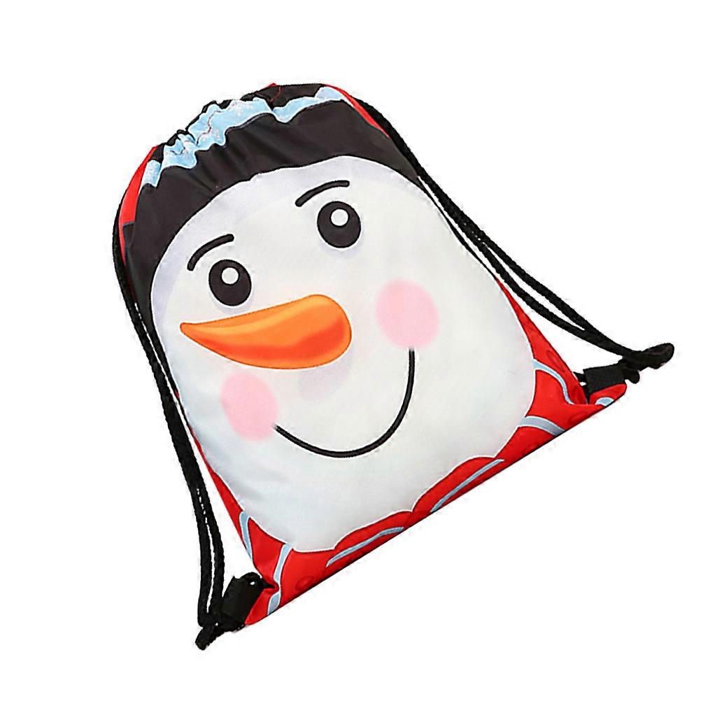 Portable Travel Drawstring Backpack With Snowman Pattern For Outdoor Sports Versatile Storage 1Pack
