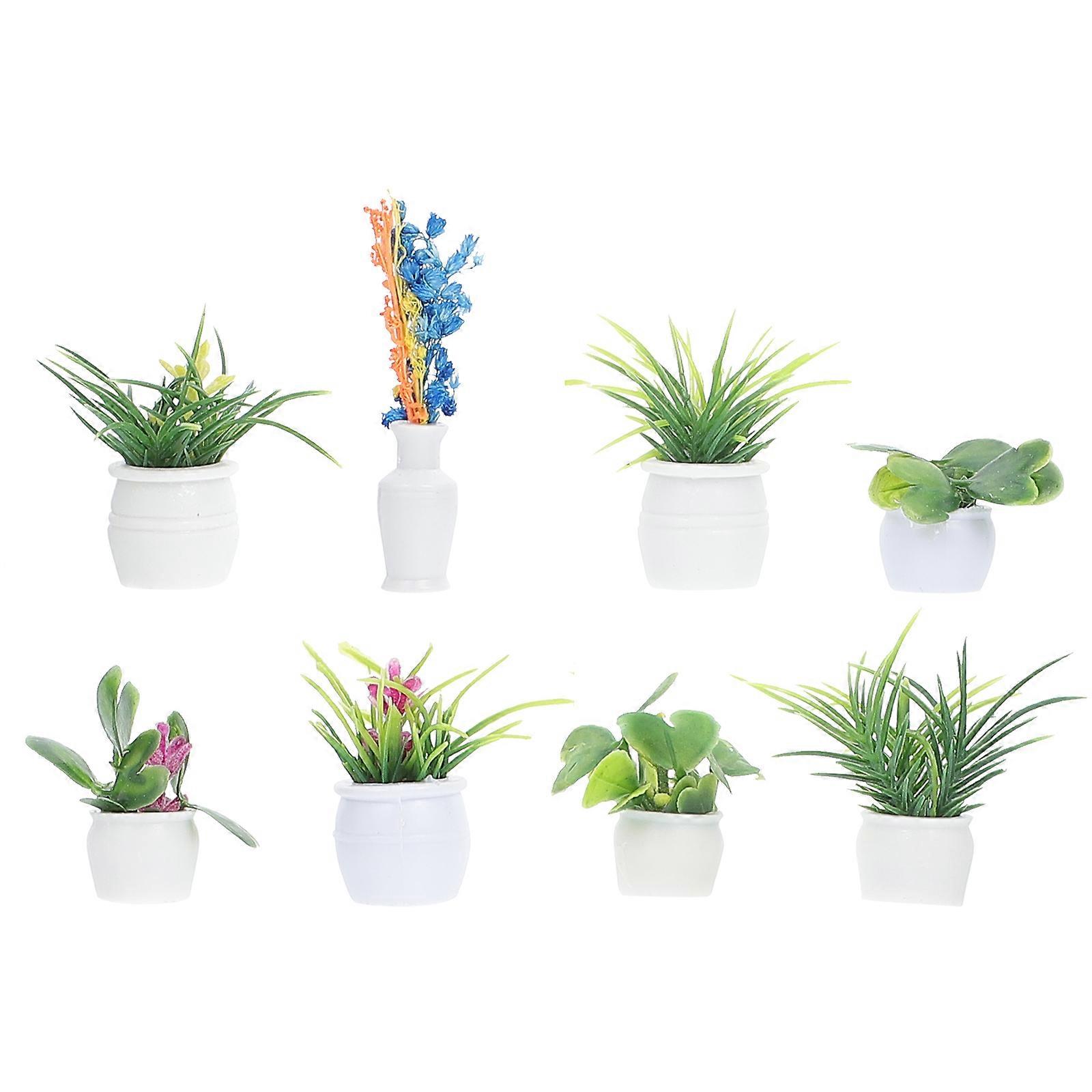 8pcs Miniature Plant Models for Photo Props, Micro Scene Decor, Lightweight Mini House Layout Accessories, Creative (Random Styles)
